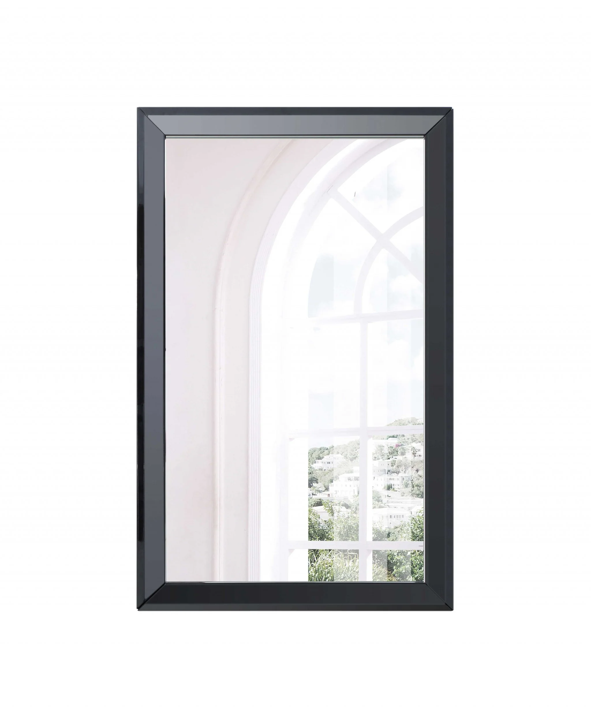 Gloss Black Glass Mirror By Homeroots - Image 2
