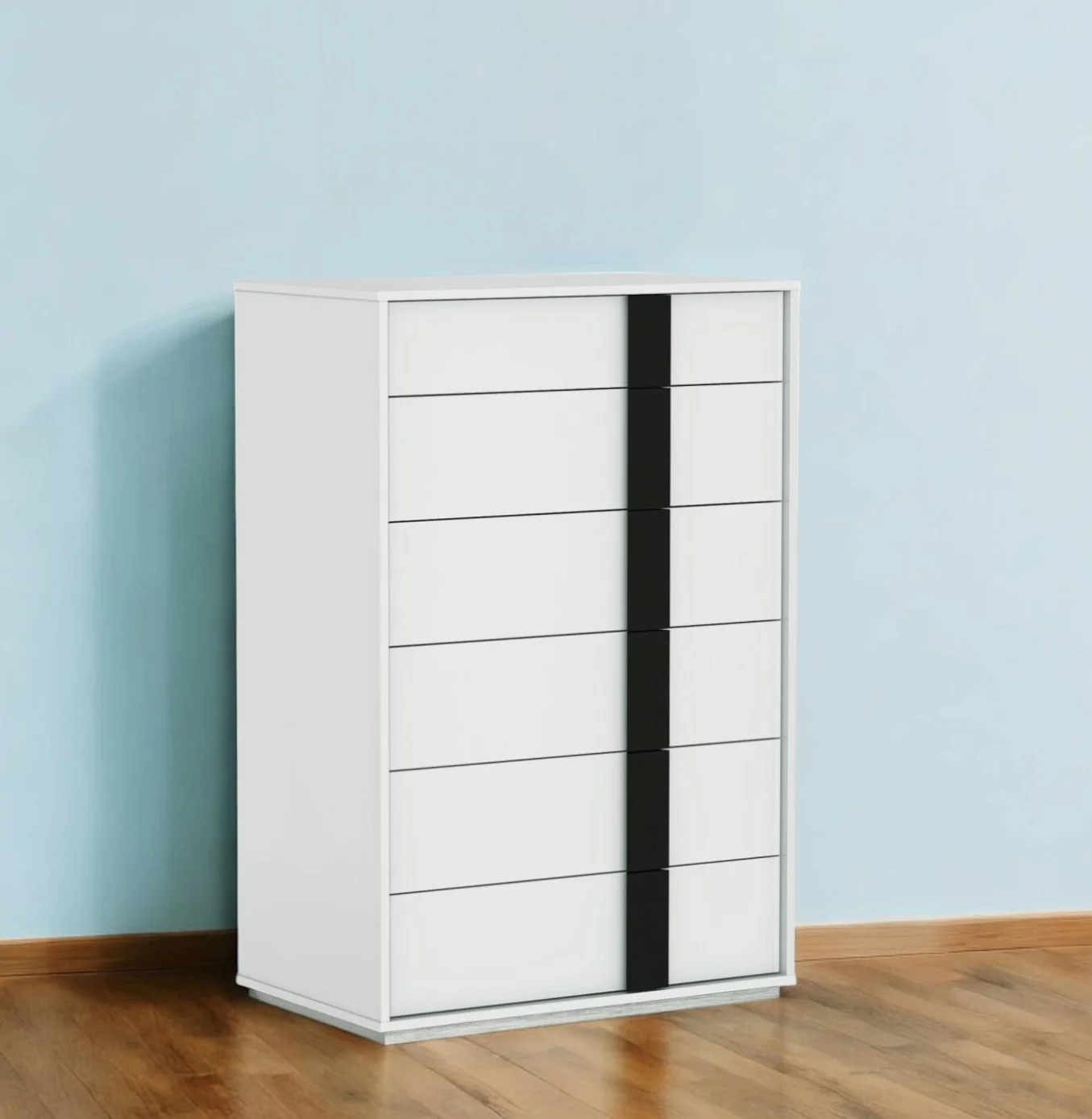 Gloss White Stainless Steel Drawer Chest By Homeroots - Image 2
