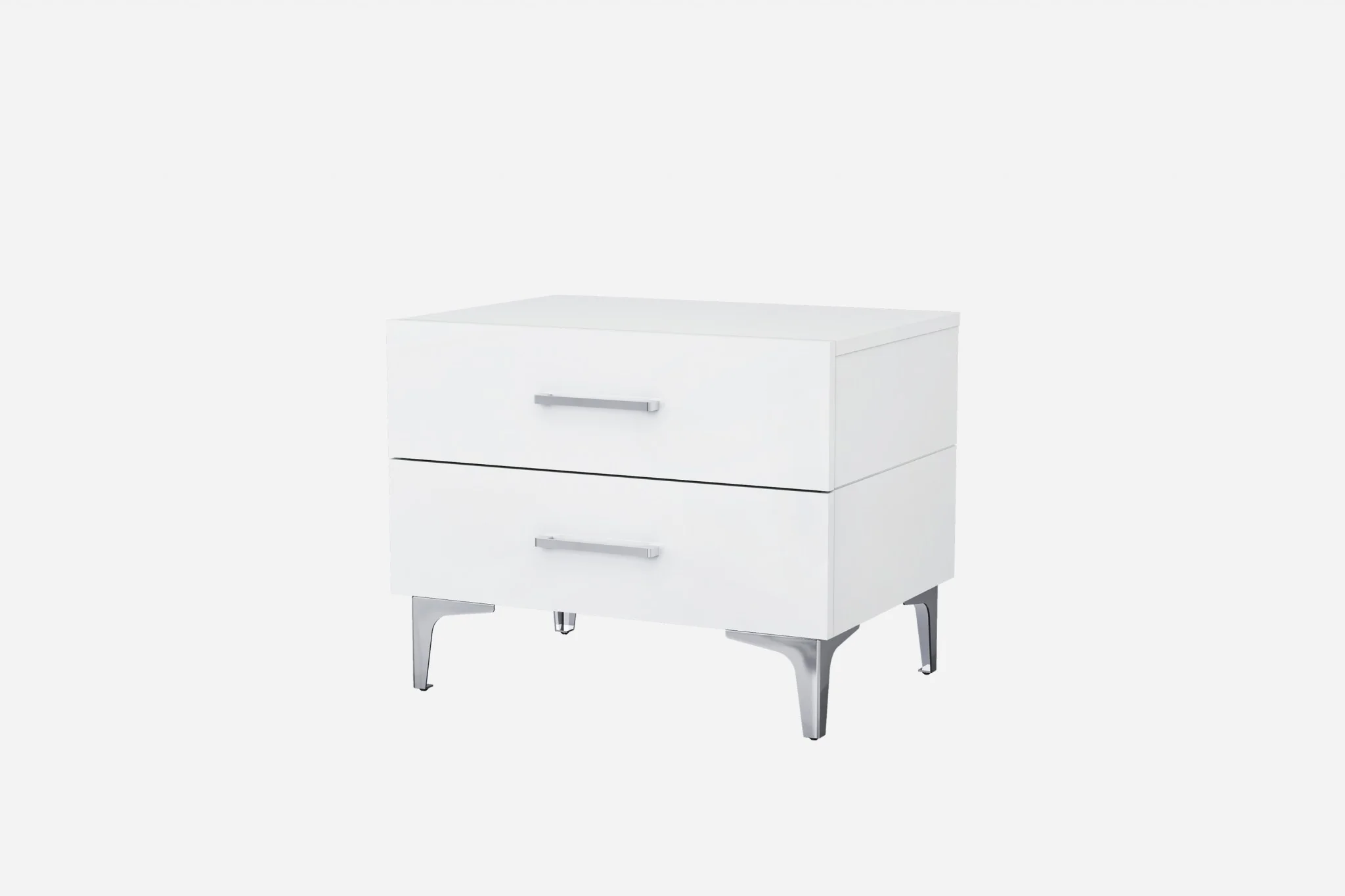 Gloss White Stainless Steel Nightstand By Homeroots - Image 3