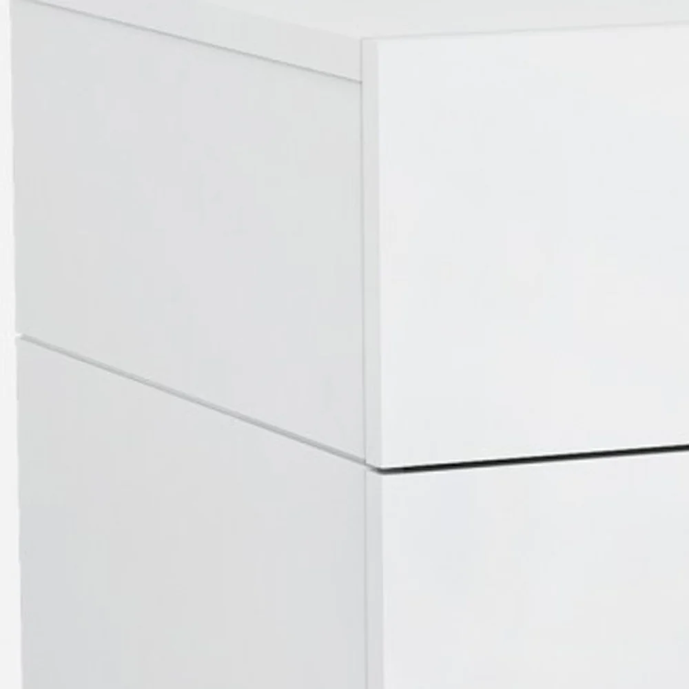 Gloss White Stainless Steel Nightstand By Homeroots - Image 4
