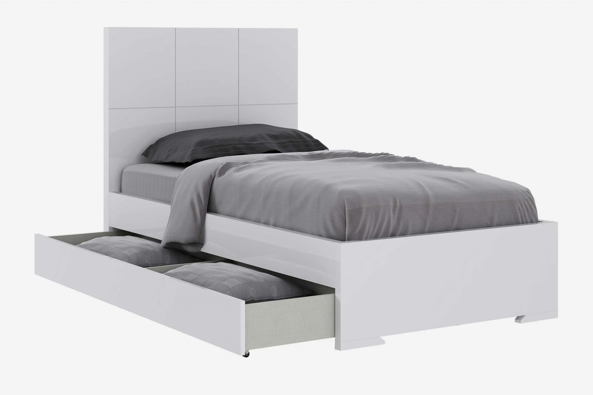 Gloss White Stainless Steel Twin Bed By Homeroots - 320695 - Image 2