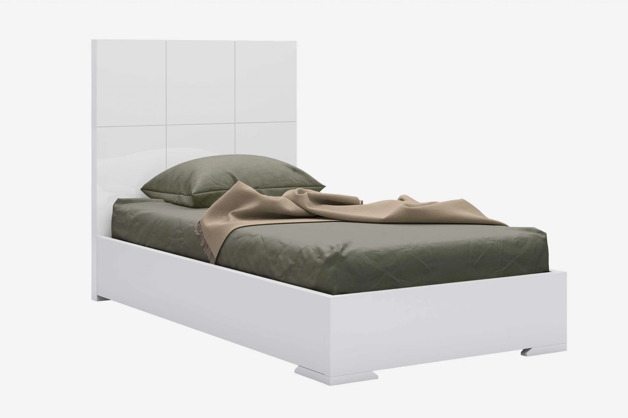 Gloss White Stainless Steel Twin Bed By Homeroots - 370628 - Image 2