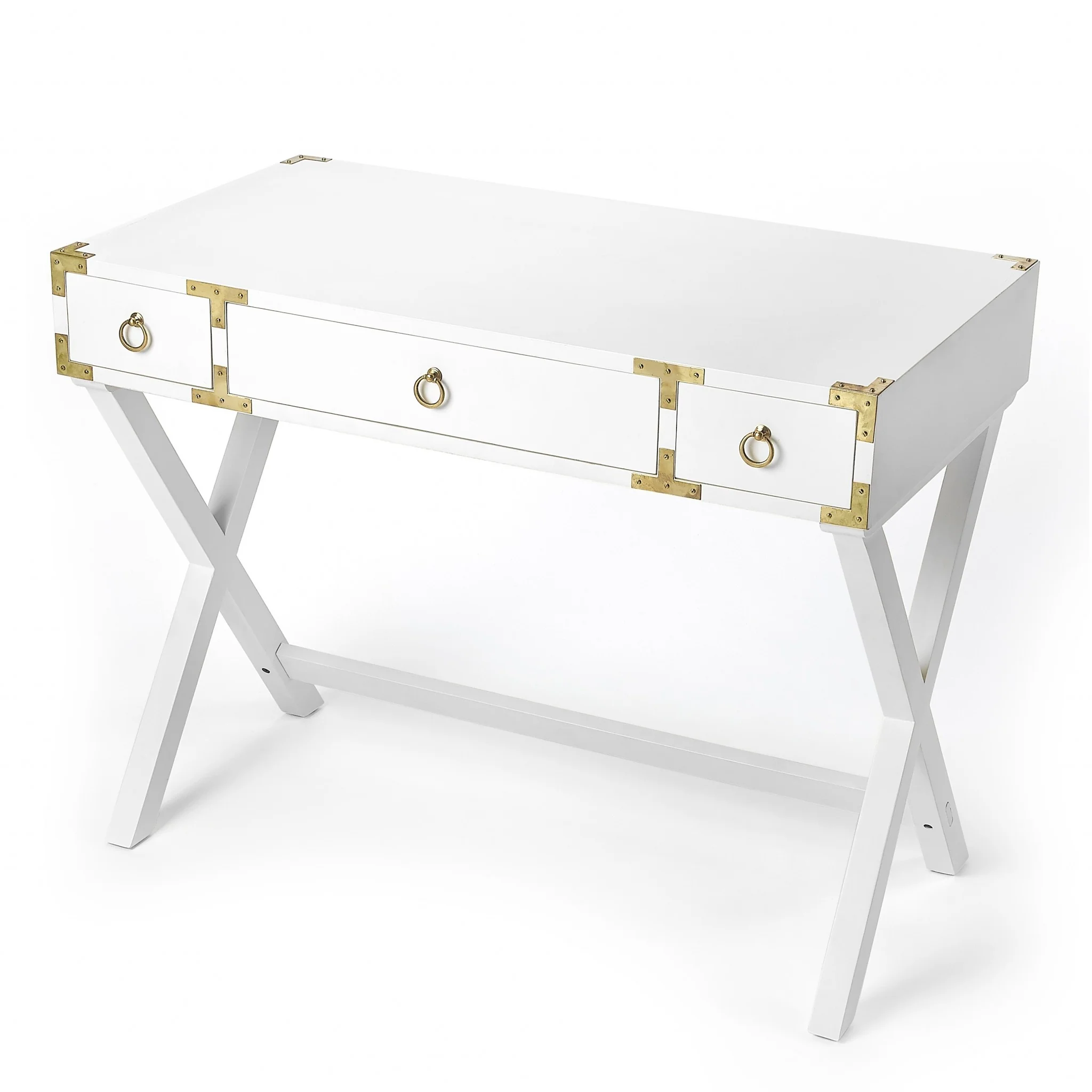 Glossy White Writing Desk By Homeroots - Image 3