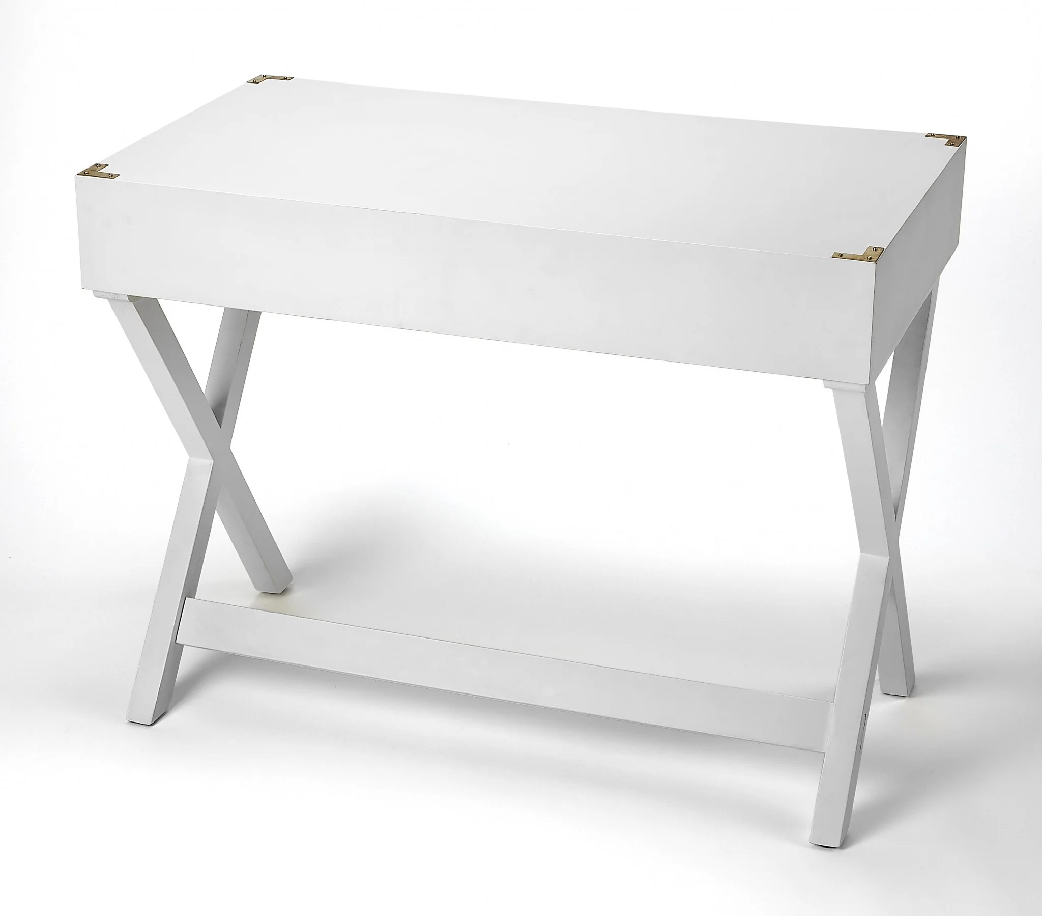 Glossy White Writing Desk By Homeroots - Image 4