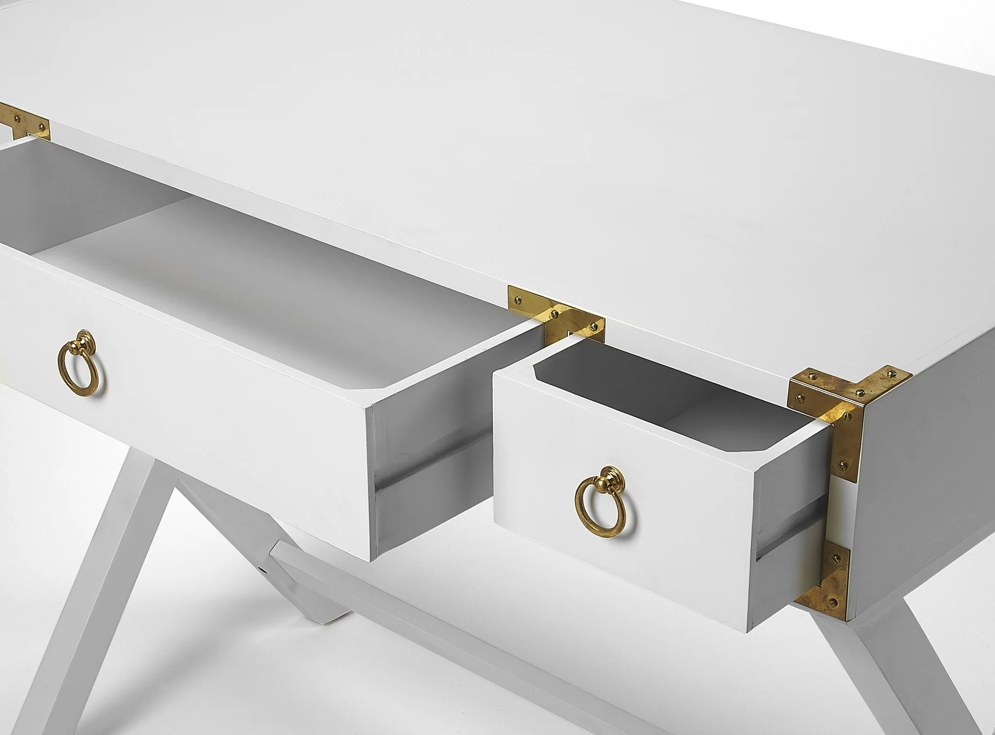 Glossy White Writing Desk By Homeroots - Image 5
