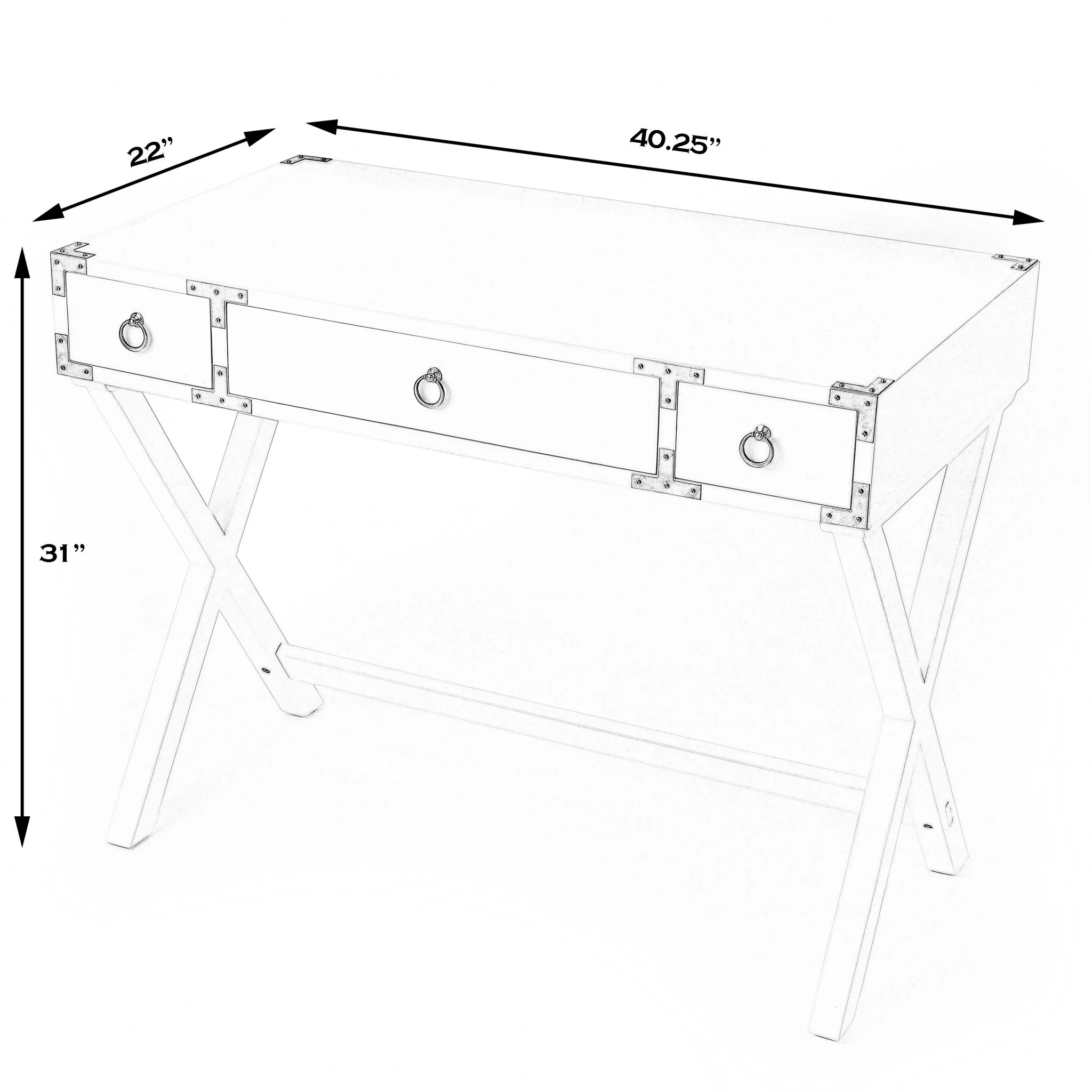 Glossy White Writing Desk By Homeroots - Image 6