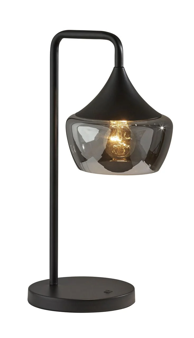 Gnome Smoked Glass Black Metal Table Lamp - Image 2