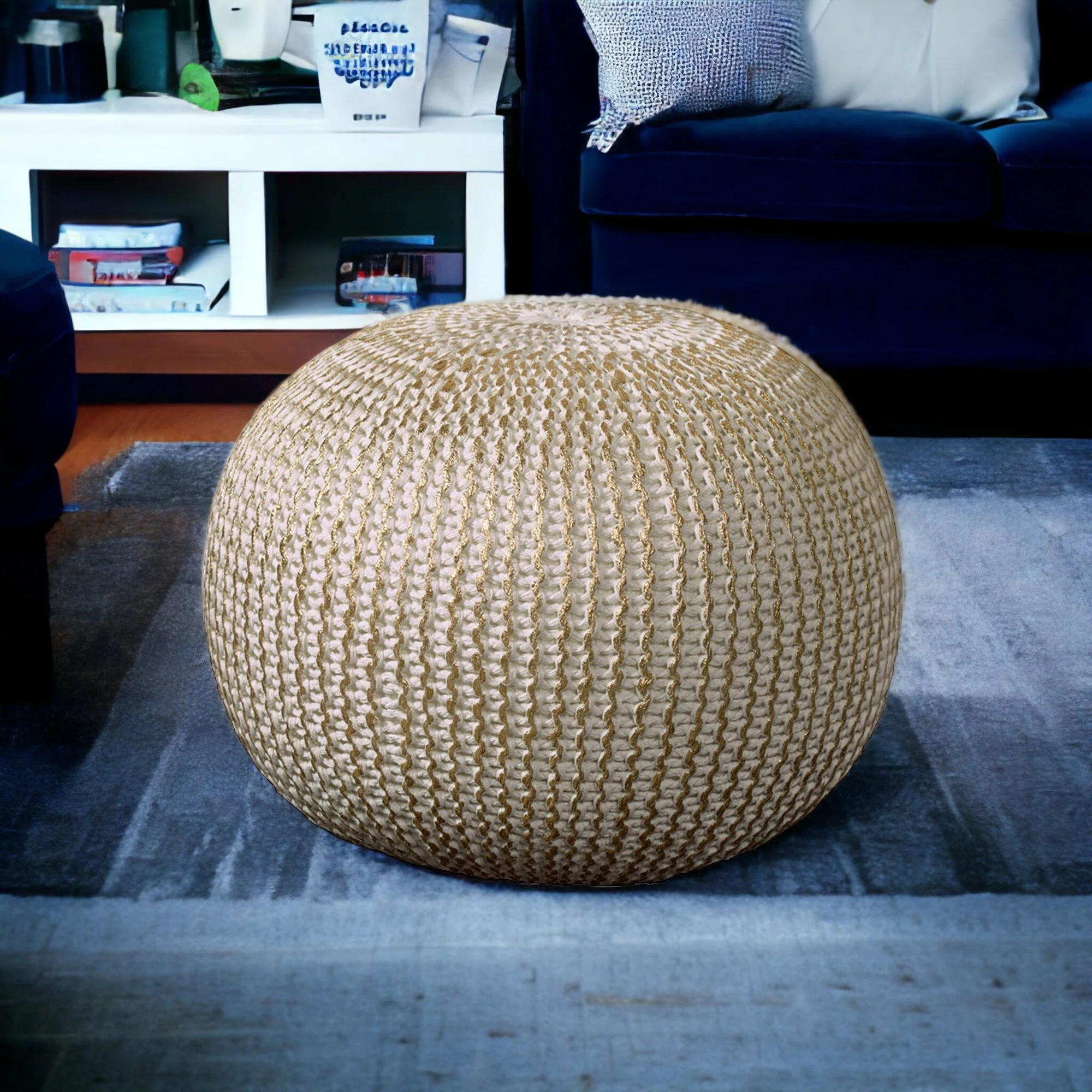Gold 100% Cotton Ottoman By Homeroots - Image 2