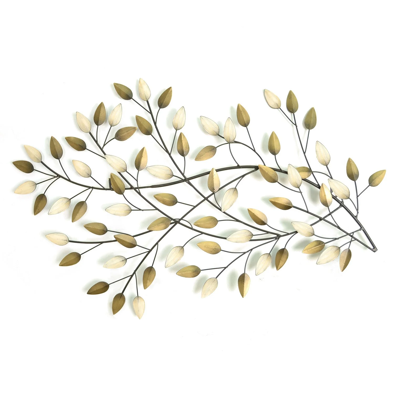 Gold and Beige Metal Blowing Leaves Wall Decor By Homeroots - Image 2