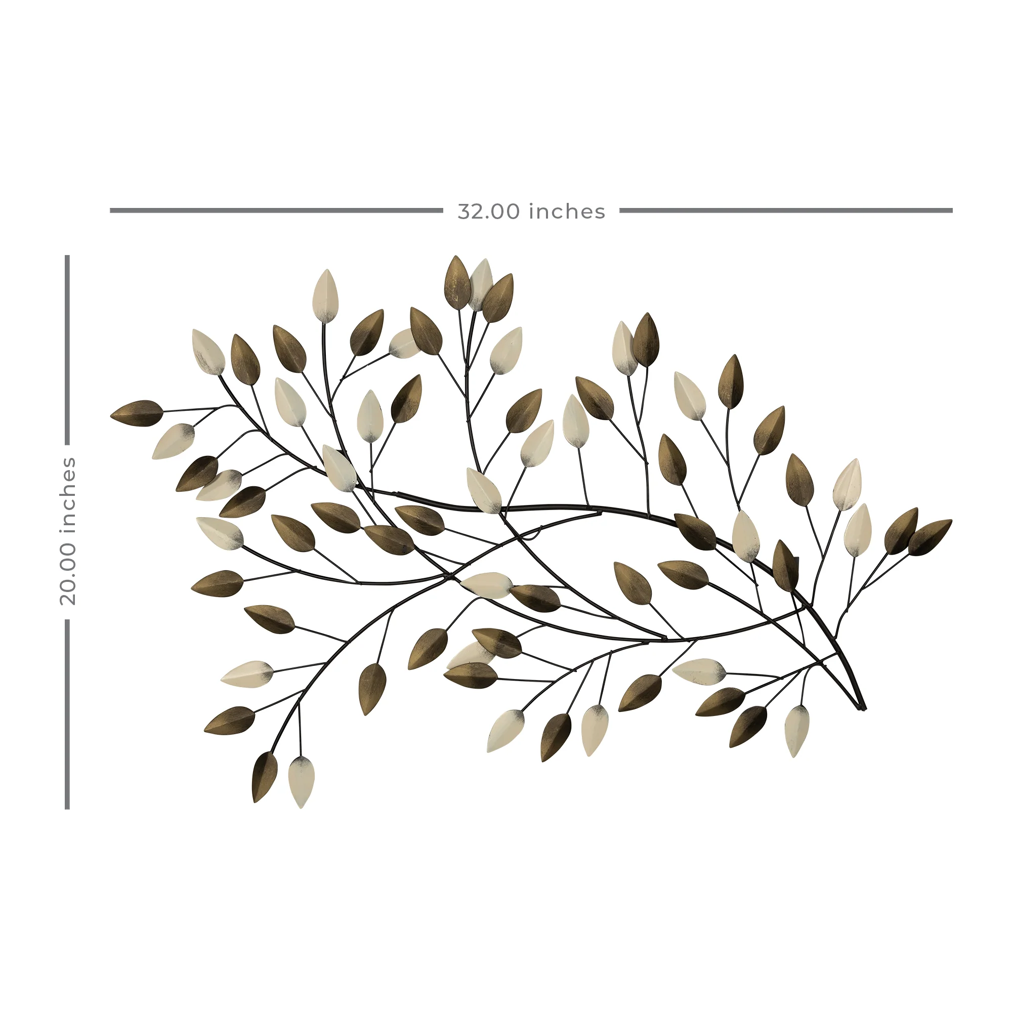 Gold and Beige Metal Blowing Leaves Wall Decor By Homeroots - Image 3