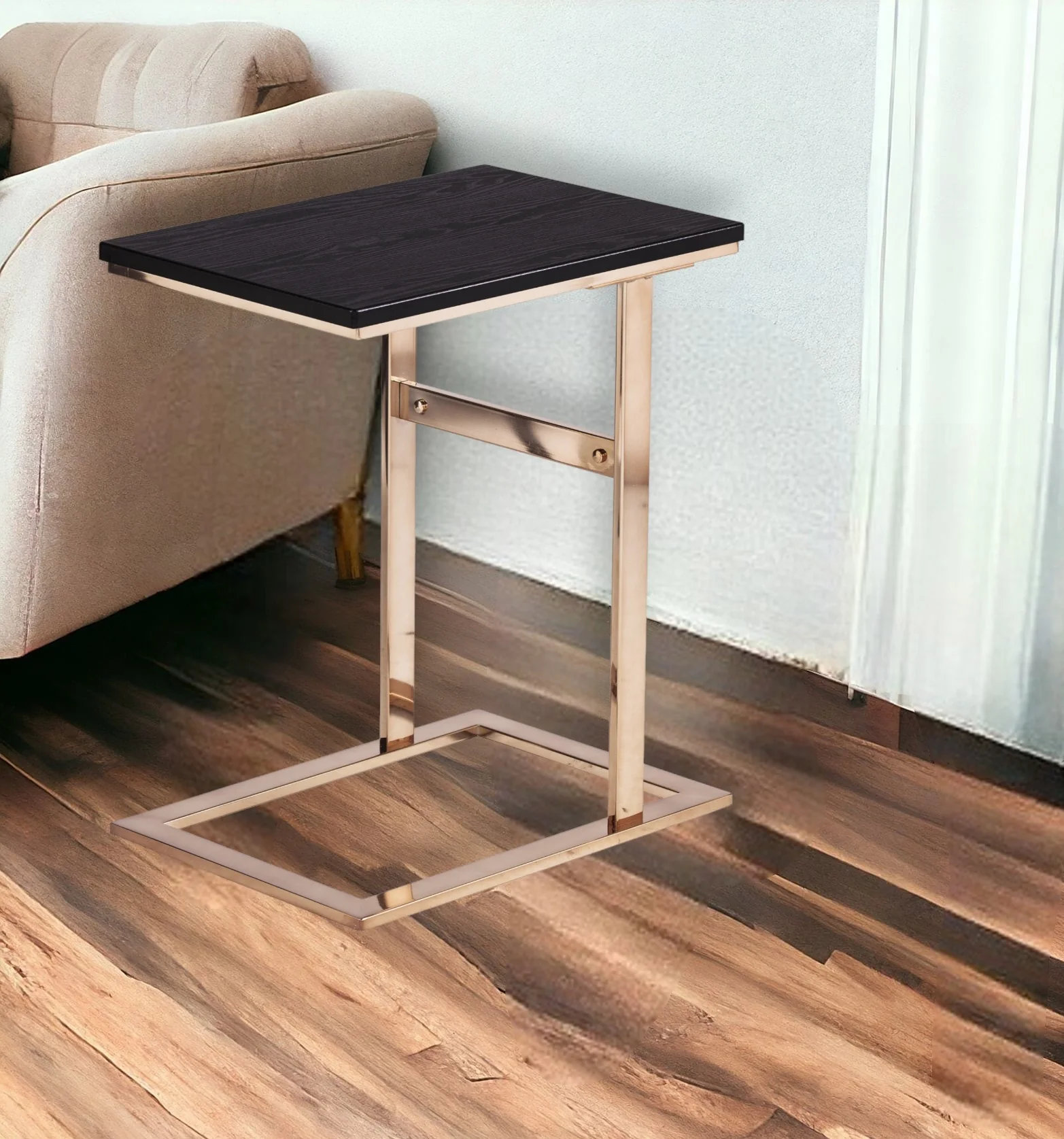 Gold And Black Contemporary Rectangular End Table By Homeroots - Image 2