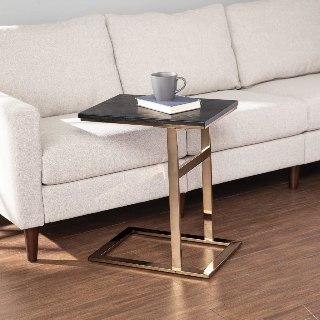 Gold And Black Contemporary Rectangular End Table By Homeroots - Image 6