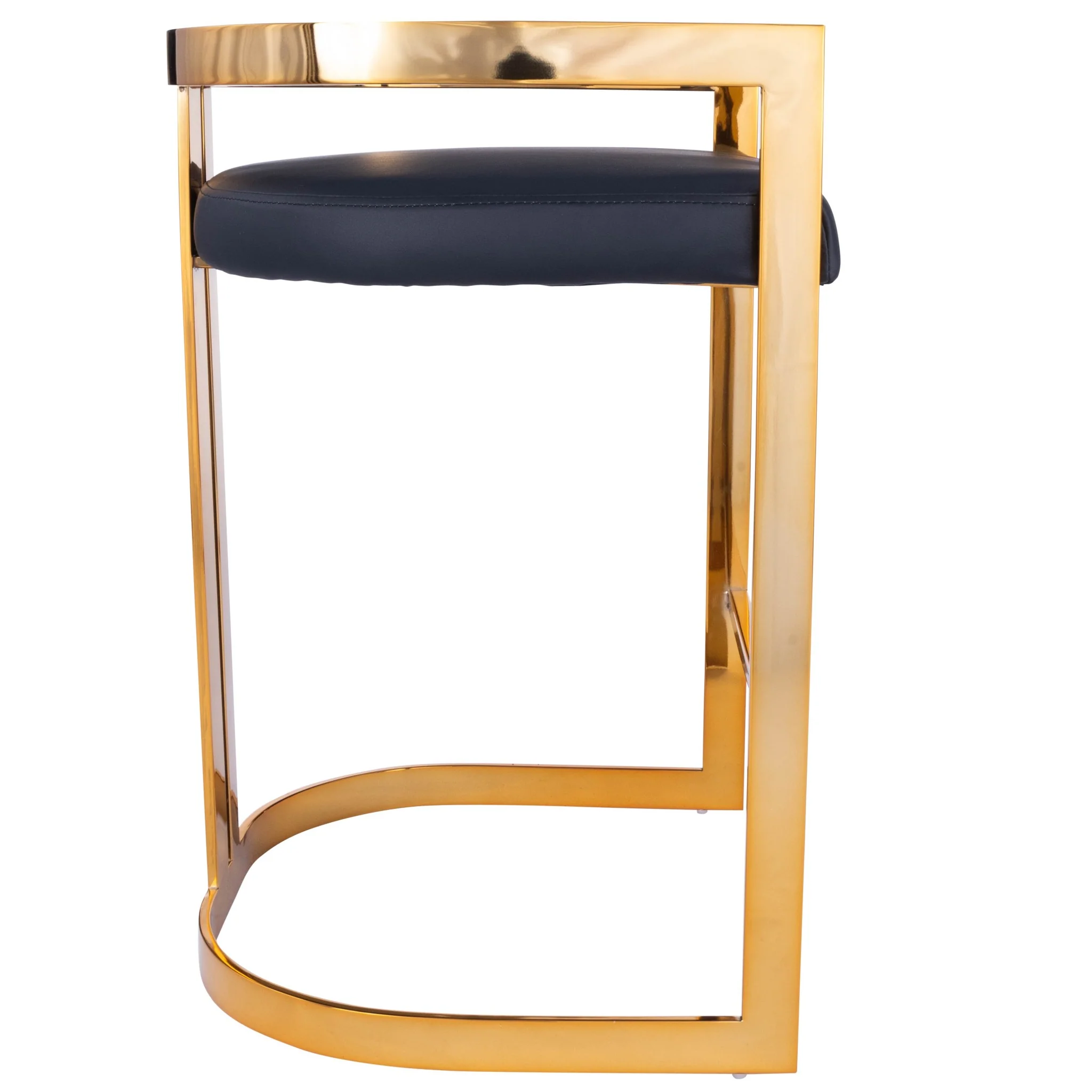 Gold And Black Faux Leather Counter Stool By Homeroots - Image 2