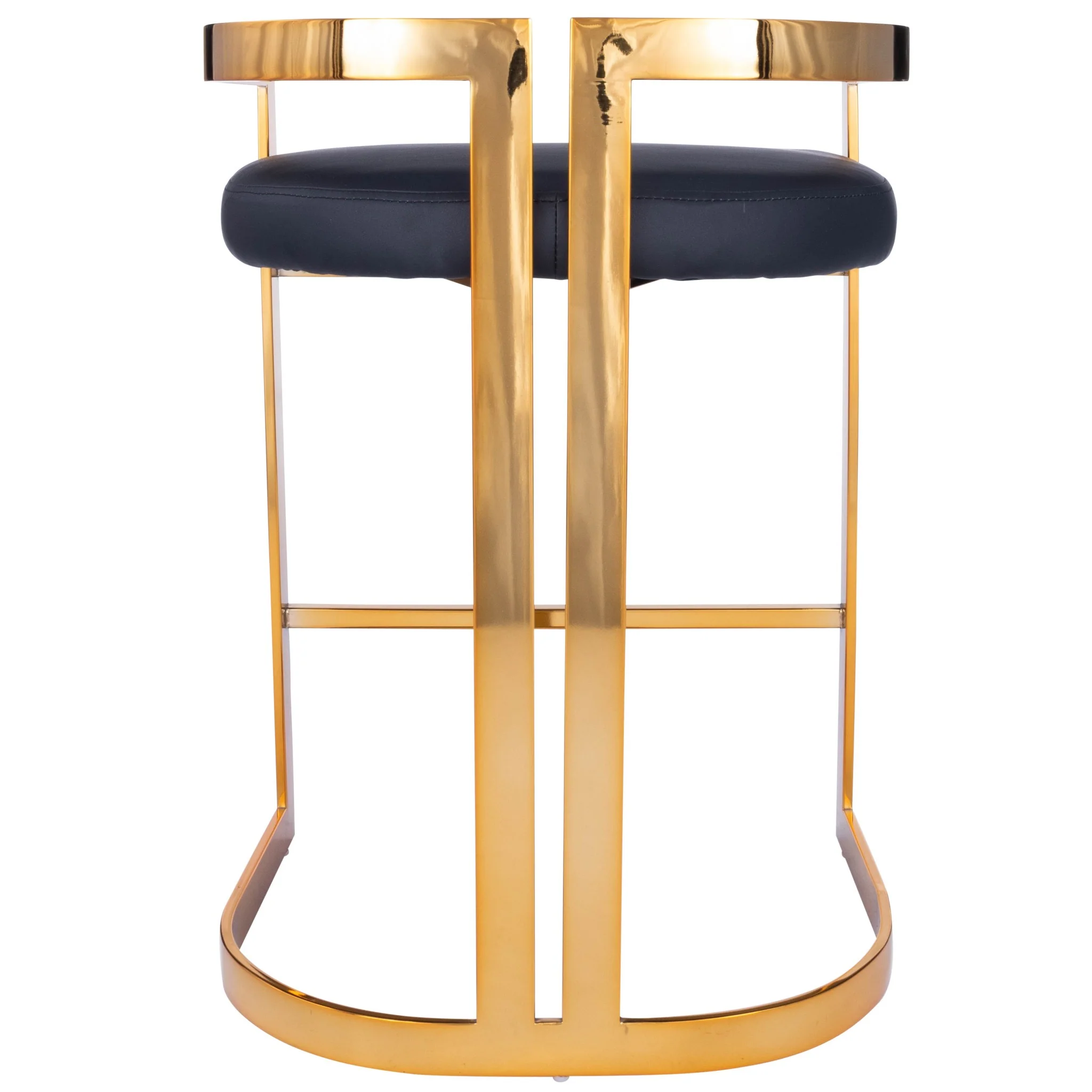 Gold And Black Faux Leather Counter Stool By Homeroots - Image 3
