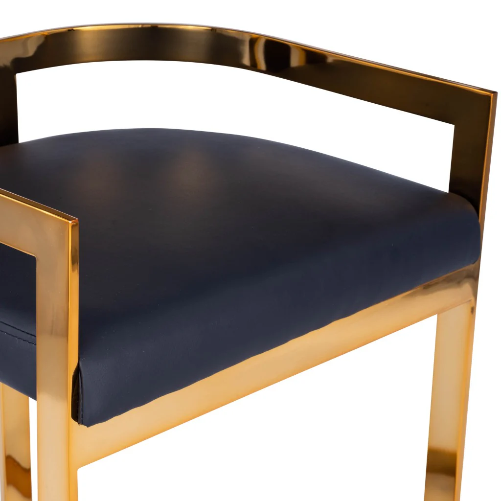 Gold And Black Faux Leather Counter Stool By Homeroots - Image 4