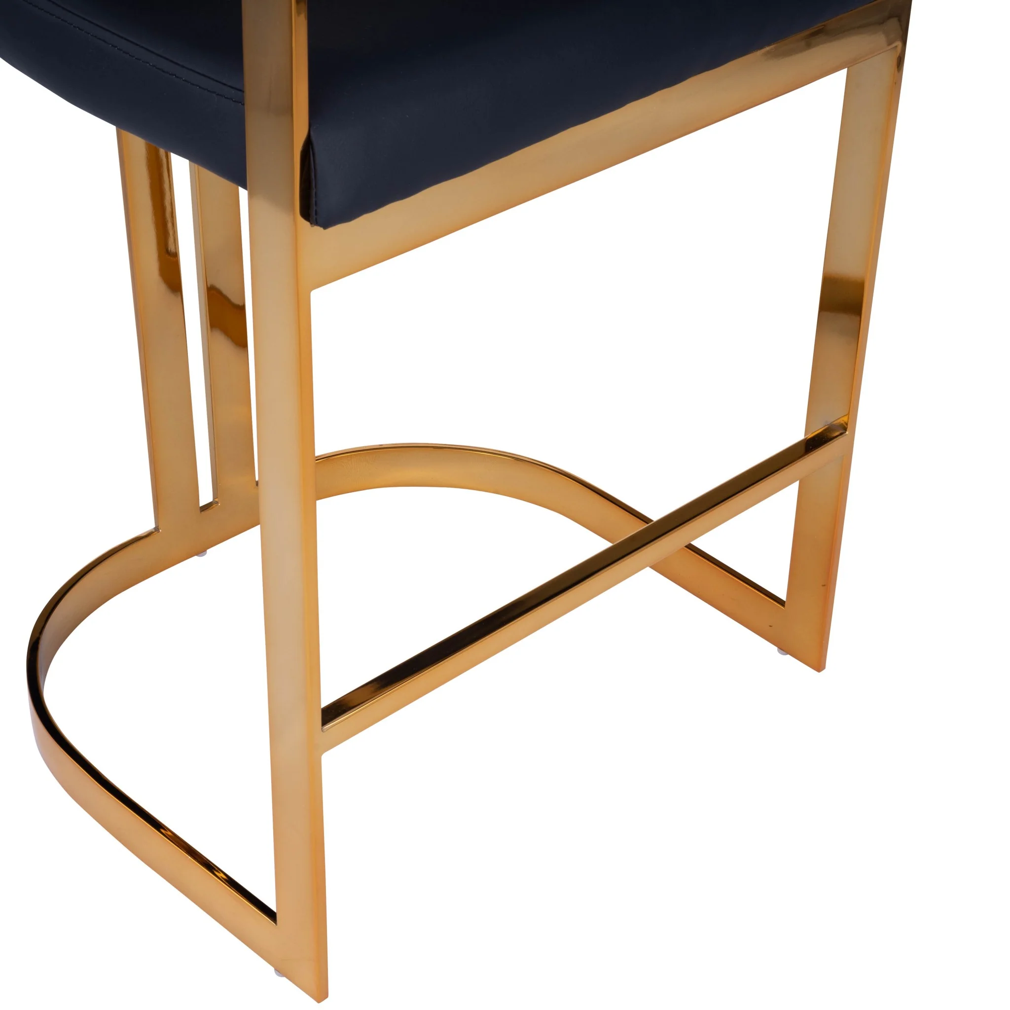 Gold And Black Faux Leather Counter Stool By Homeroots - Image 5