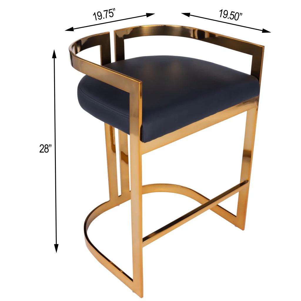 Gold And Black Faux Leather Counter Stool By Homeroots - Image 6