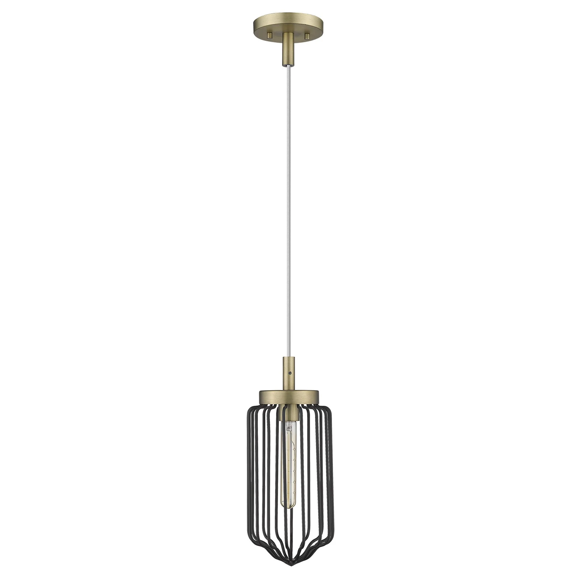 Gold and Black Metal Cage Pendant Hanging Light By Homeroots - Image 3