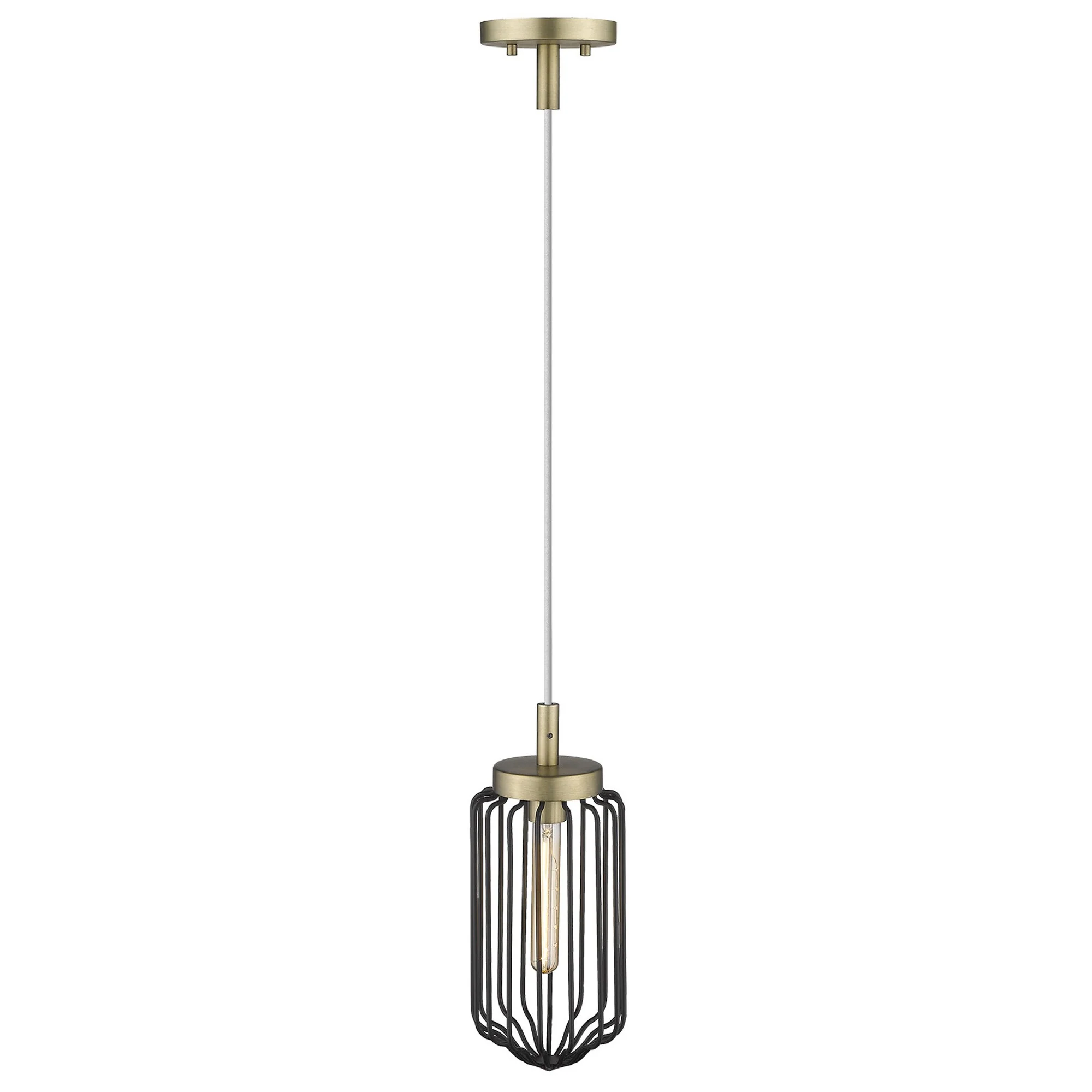 Gold and Black Metal Cage Pendant Hanging Light By Homeroots - Image 5