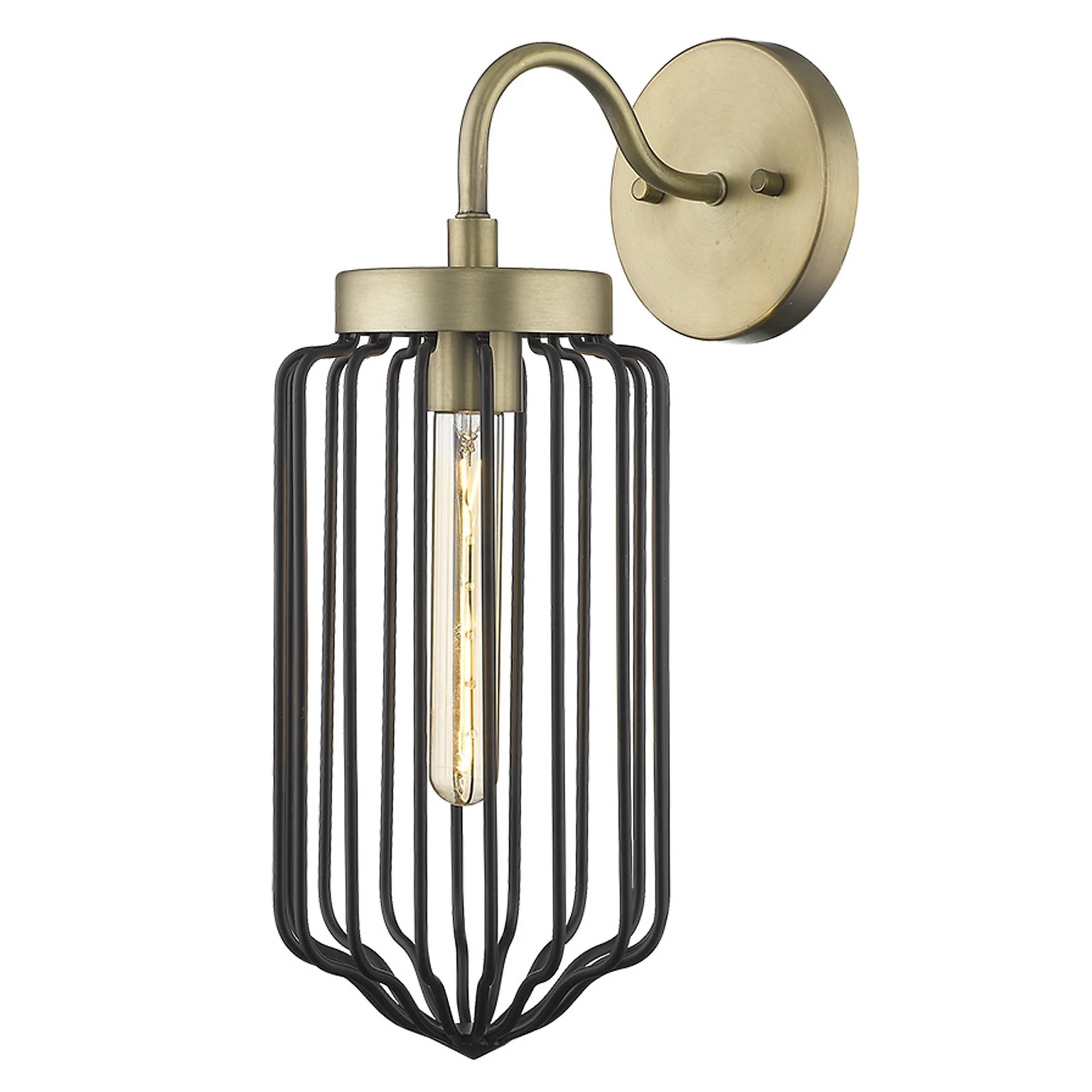 Gold and Black Metal Cage Wall Sconce By Homeroots - Image 2