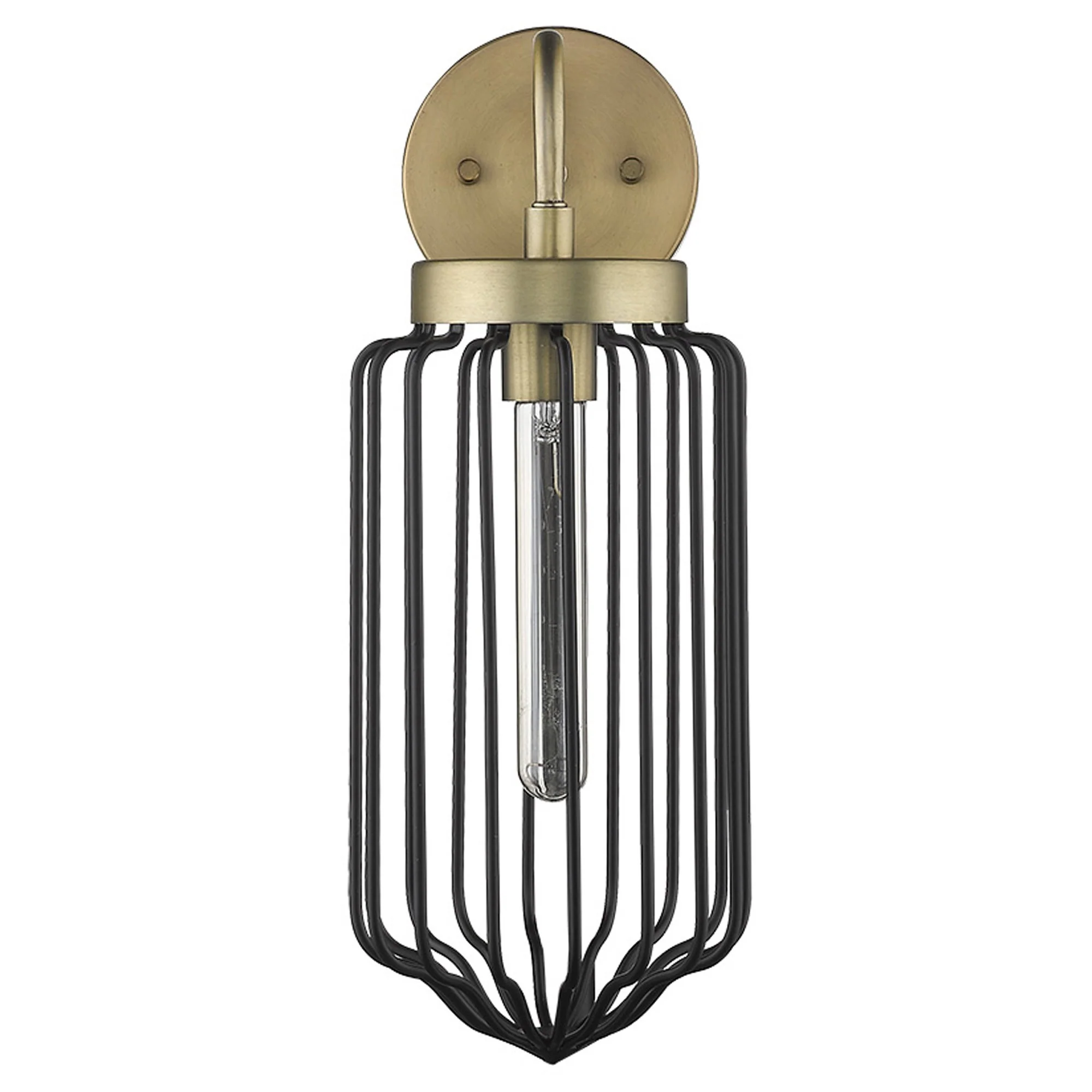 Gold and Black Metal Cage Wall Sconce By Homeroots - Image 3