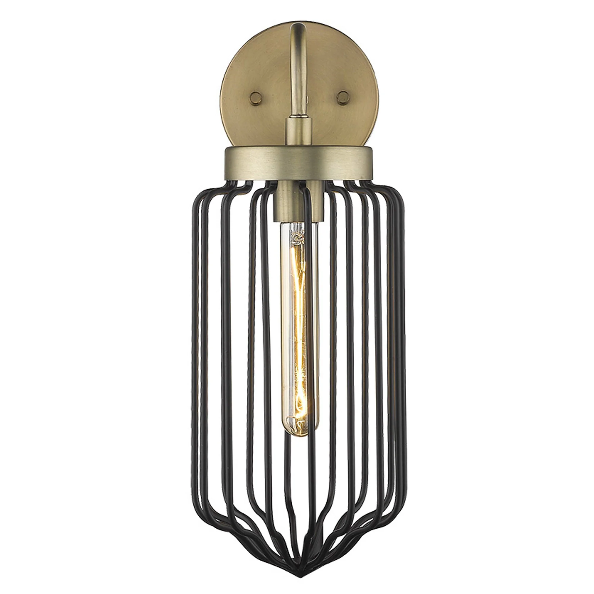 Gold and Black Metal Cage Wall Sconce By Homeroots - Image 4