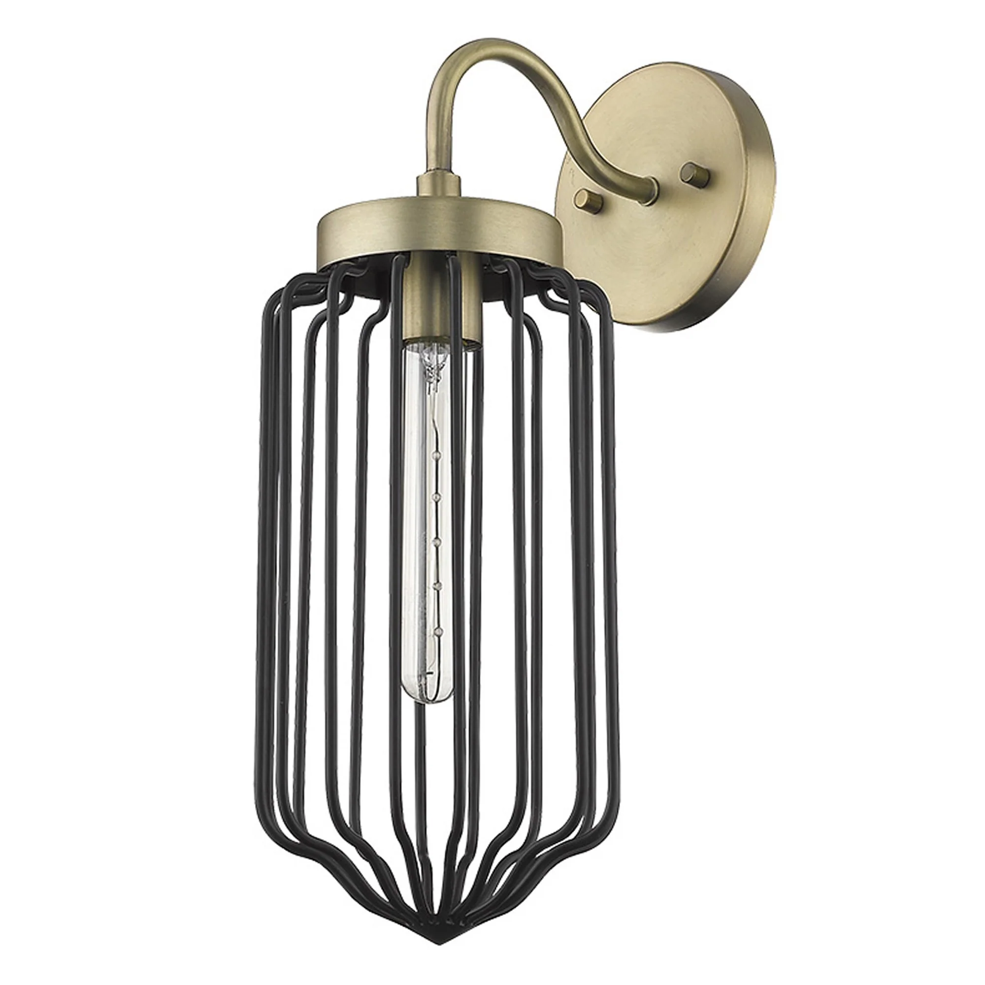 Gold and Black Metal Cage Wall Sconce By Homeroots - Image 5