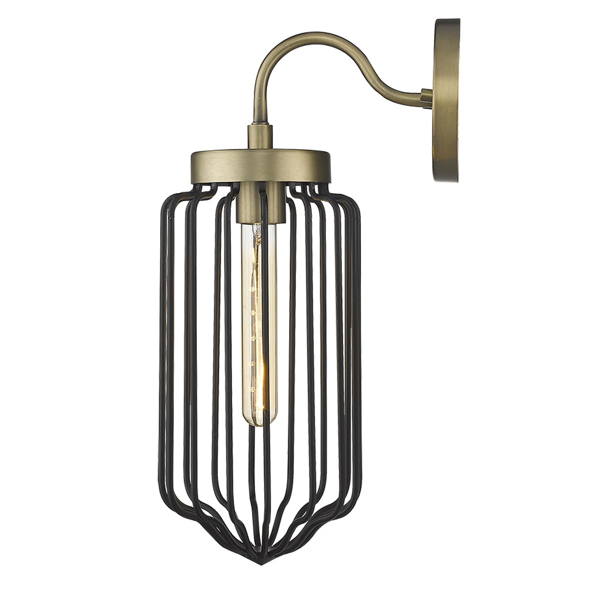 Gold and Black Metal Cage Wall Sconce By Homeroots - Image 6