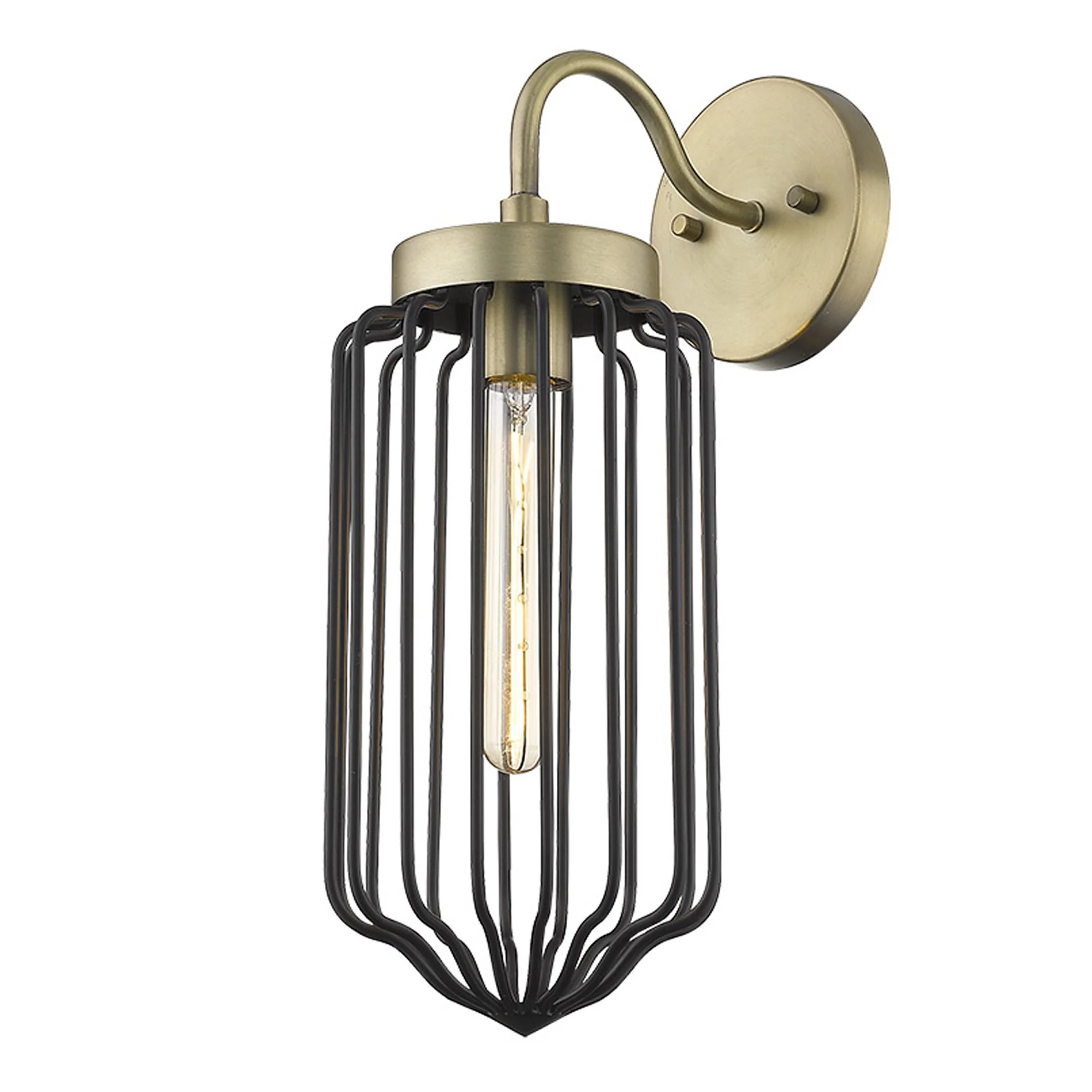 Gold and Black Metal Cage Wall Sconce By Homeroots - Image 7
