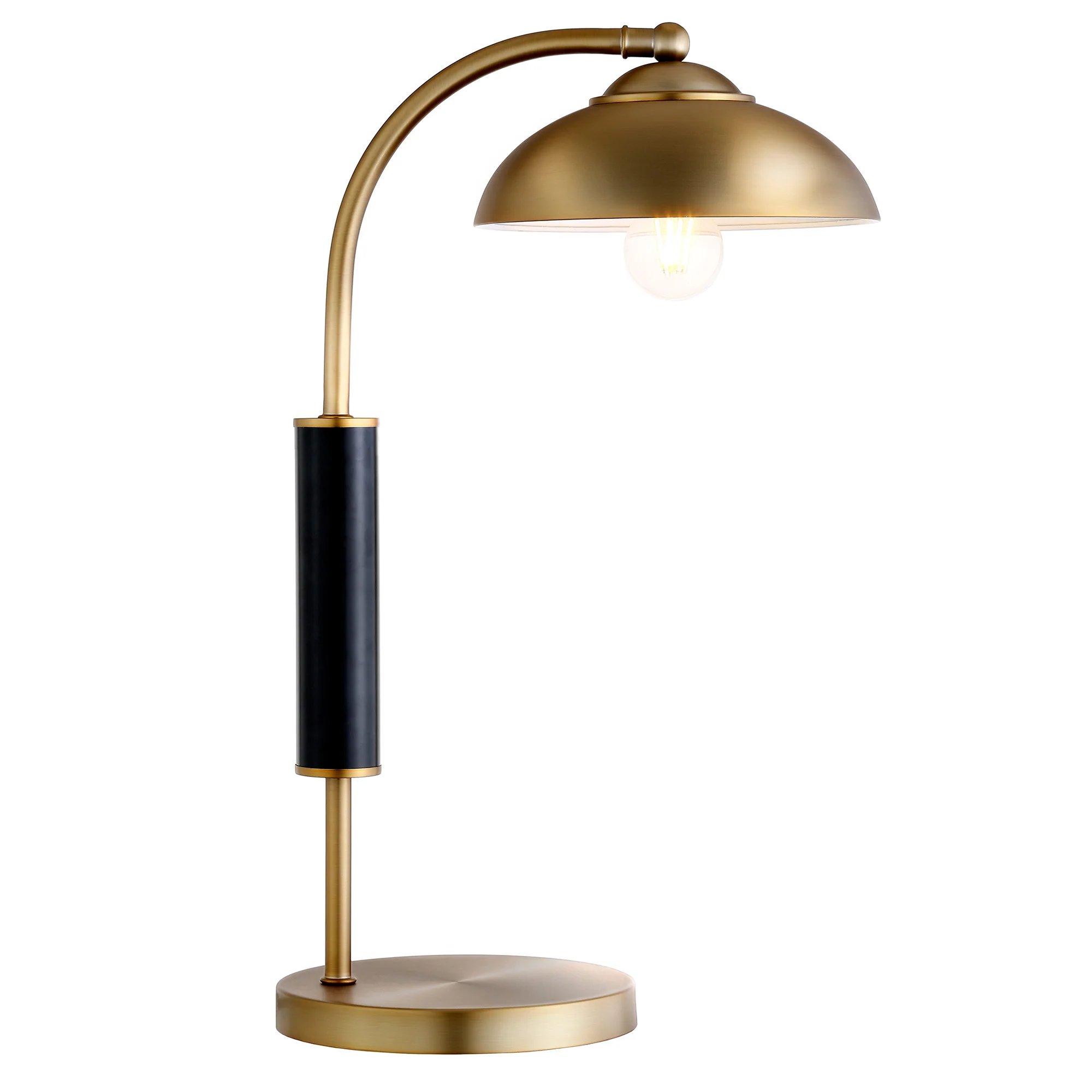 Gold and Black Metal Desk Table Lamp With Gold Dome Shade By Homeroots - Image 7