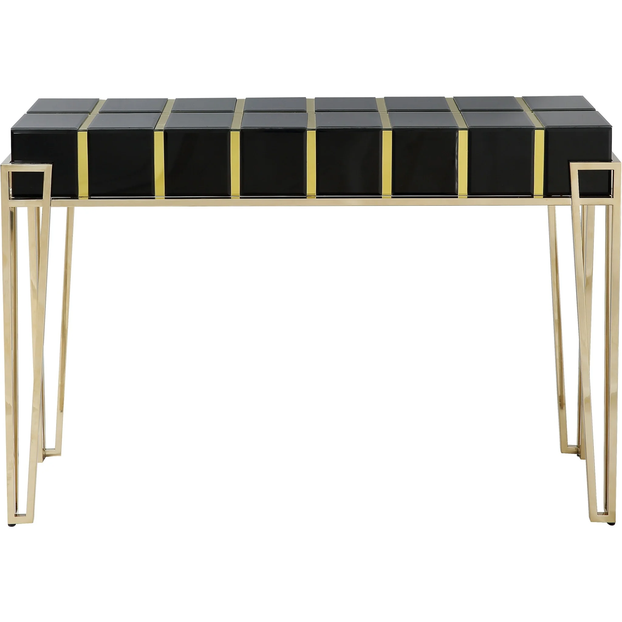 Gold and Black Sqaured Console Table By Homeroots - Image 3