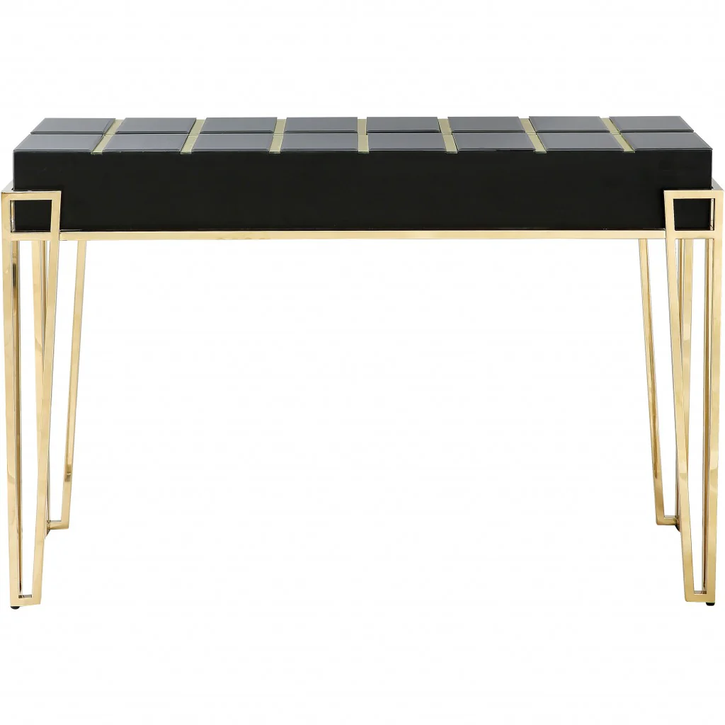 Gold and Black Sqaured Console Table By Homeroots - Image 6