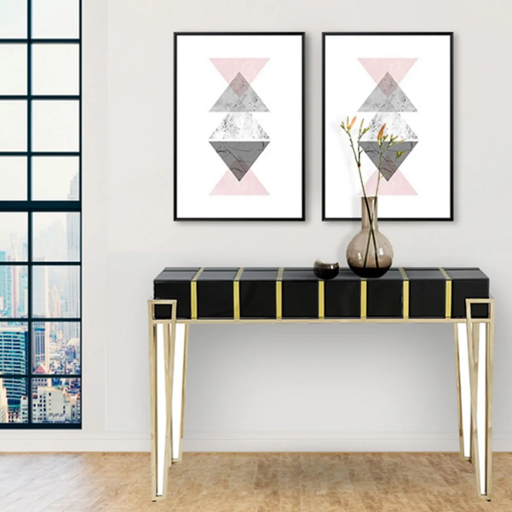 Gold and Black Sqaured Console Table By Homeroots - Image 8