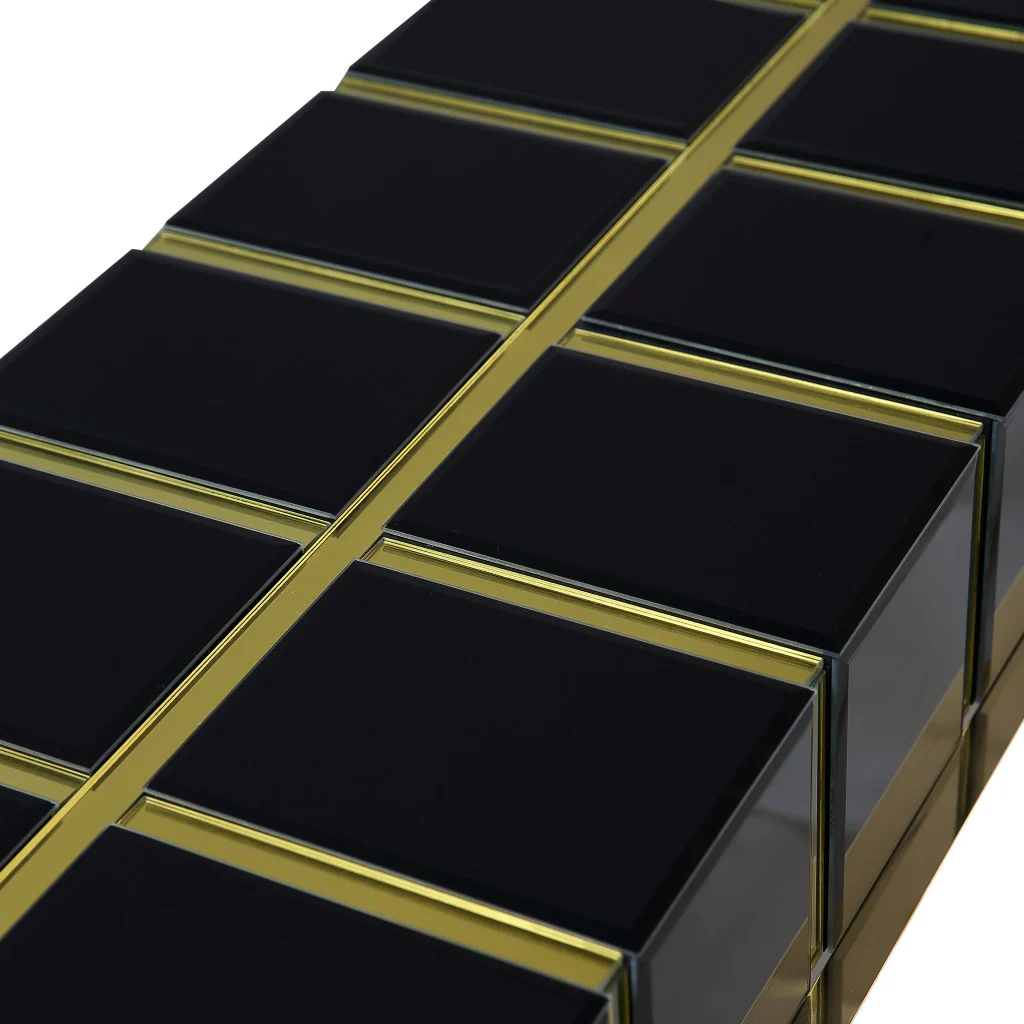 Gold and Black Sqaured Console Table By Homeroots - Image 9