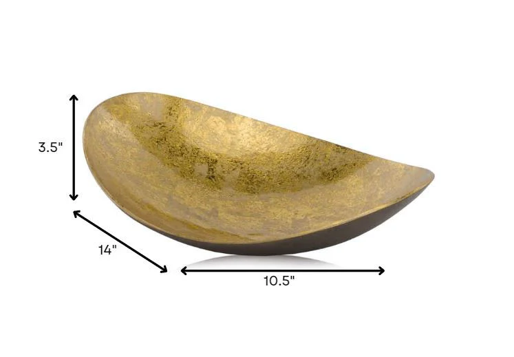 Gold And Bronze Metal Oblong Tray By Homeroots - Image 3