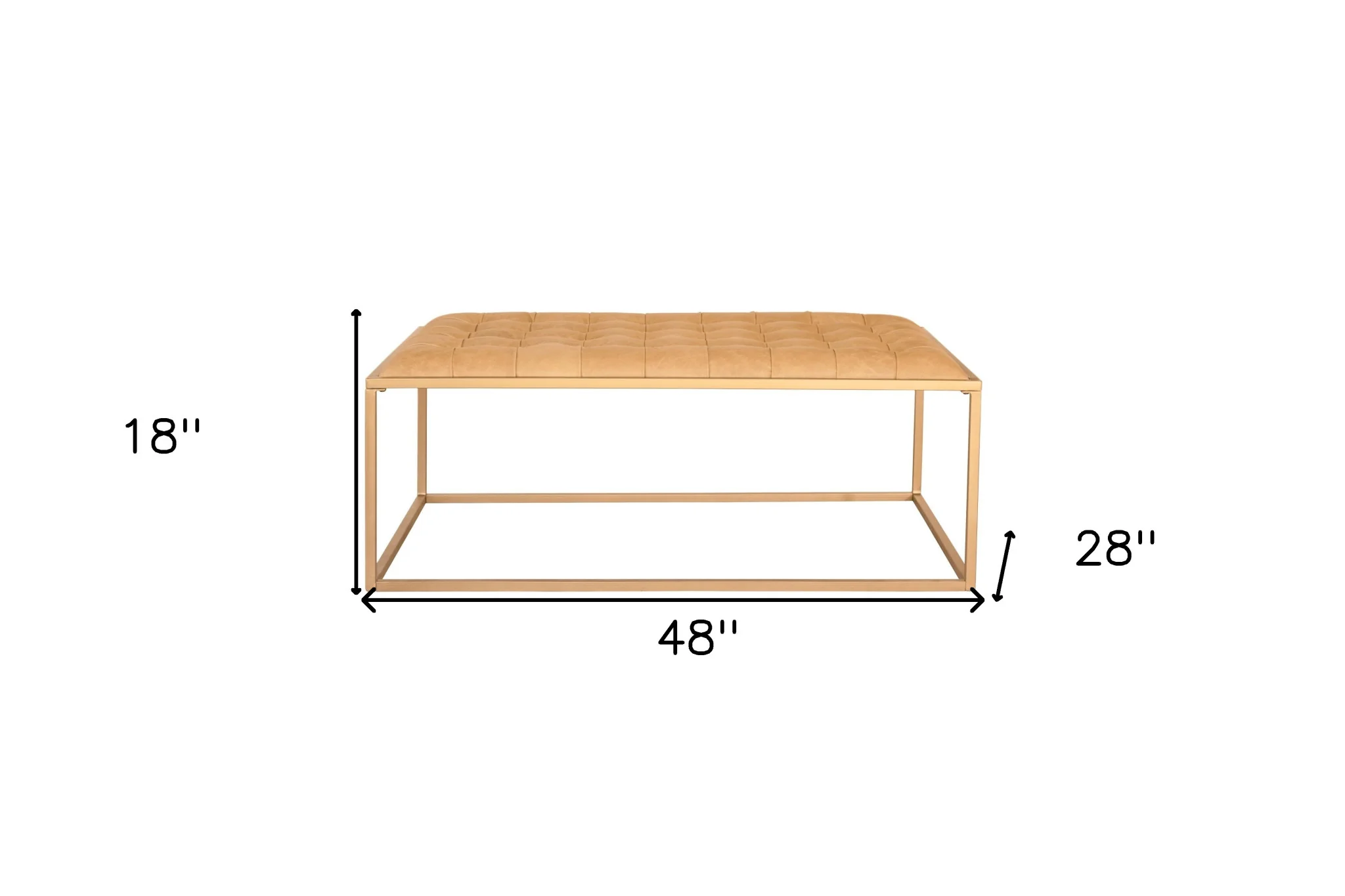 Gold And Brown Leather Rectangular Coffee Table By Homeroots - Image 4