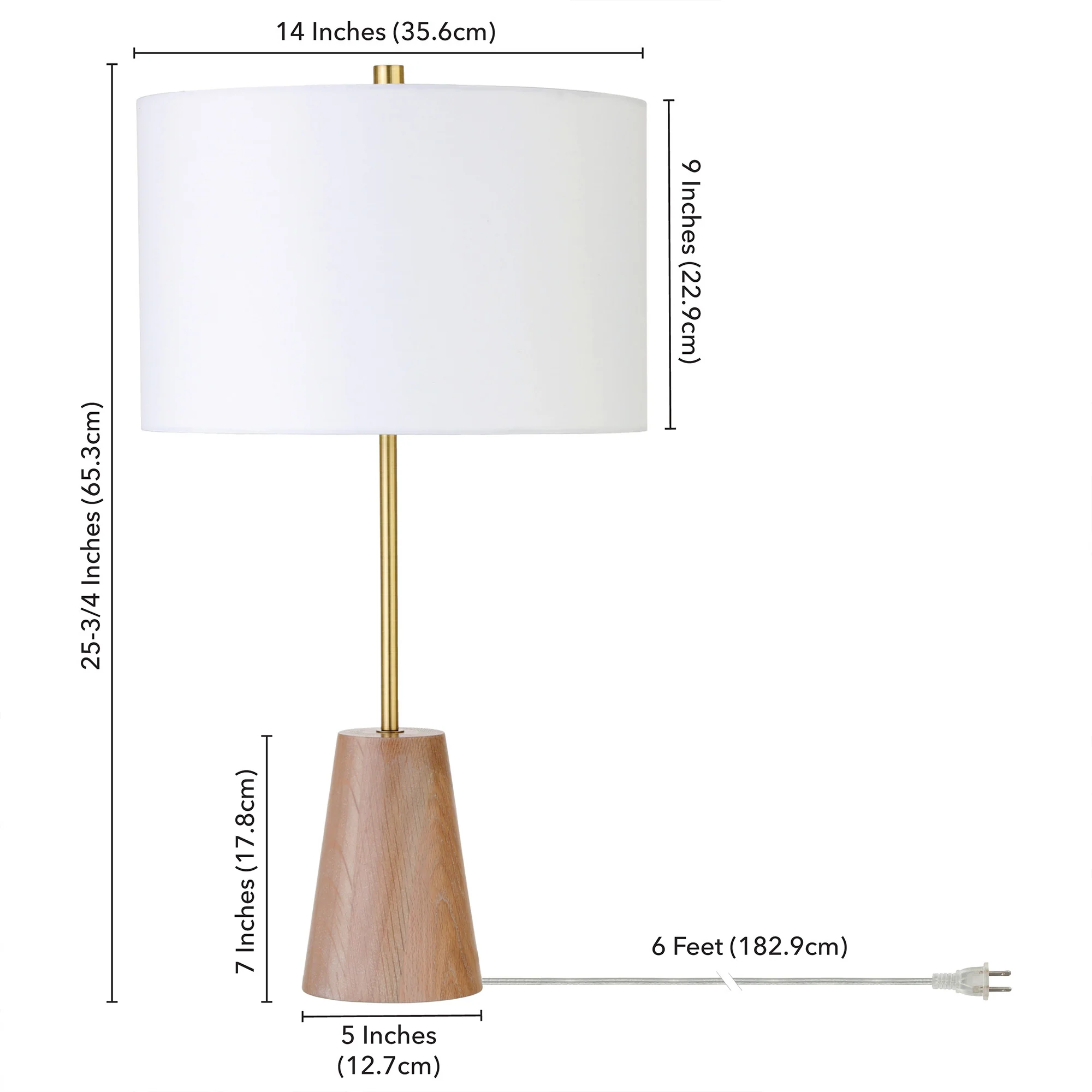 Gold and Brown Metal Table Lamp With White Drum Shade By Homeroots - Image 2