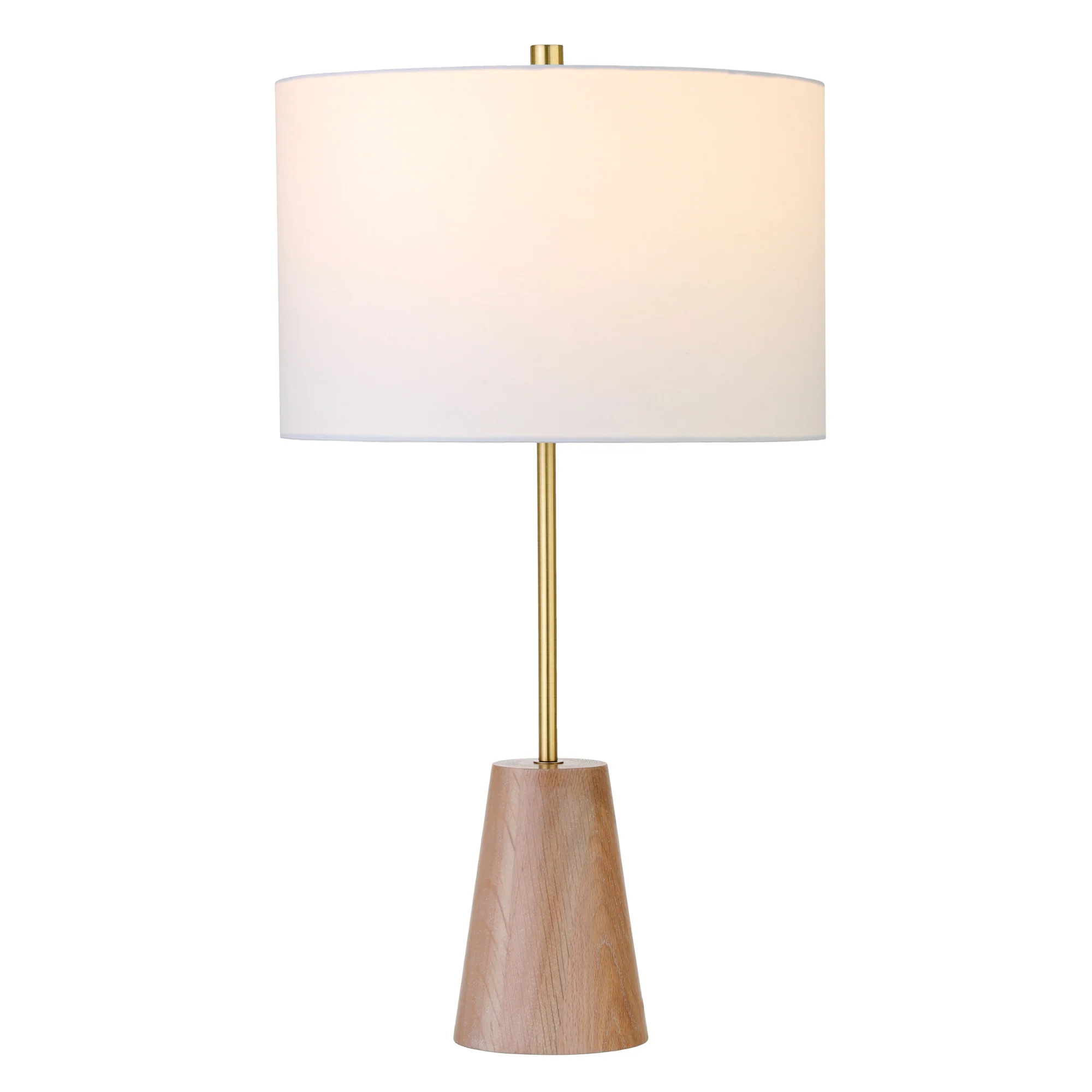 Gold and Brown Metal Table Lamp With White Drum Shade By Homeroots - Image 4
