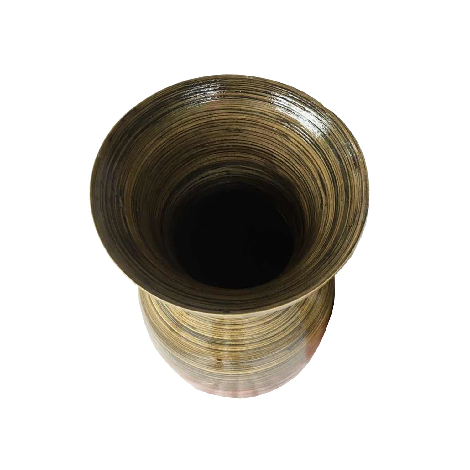 Gold and Brown Striped Urn Bamboo Floor Vase By Homeroots - Image 3