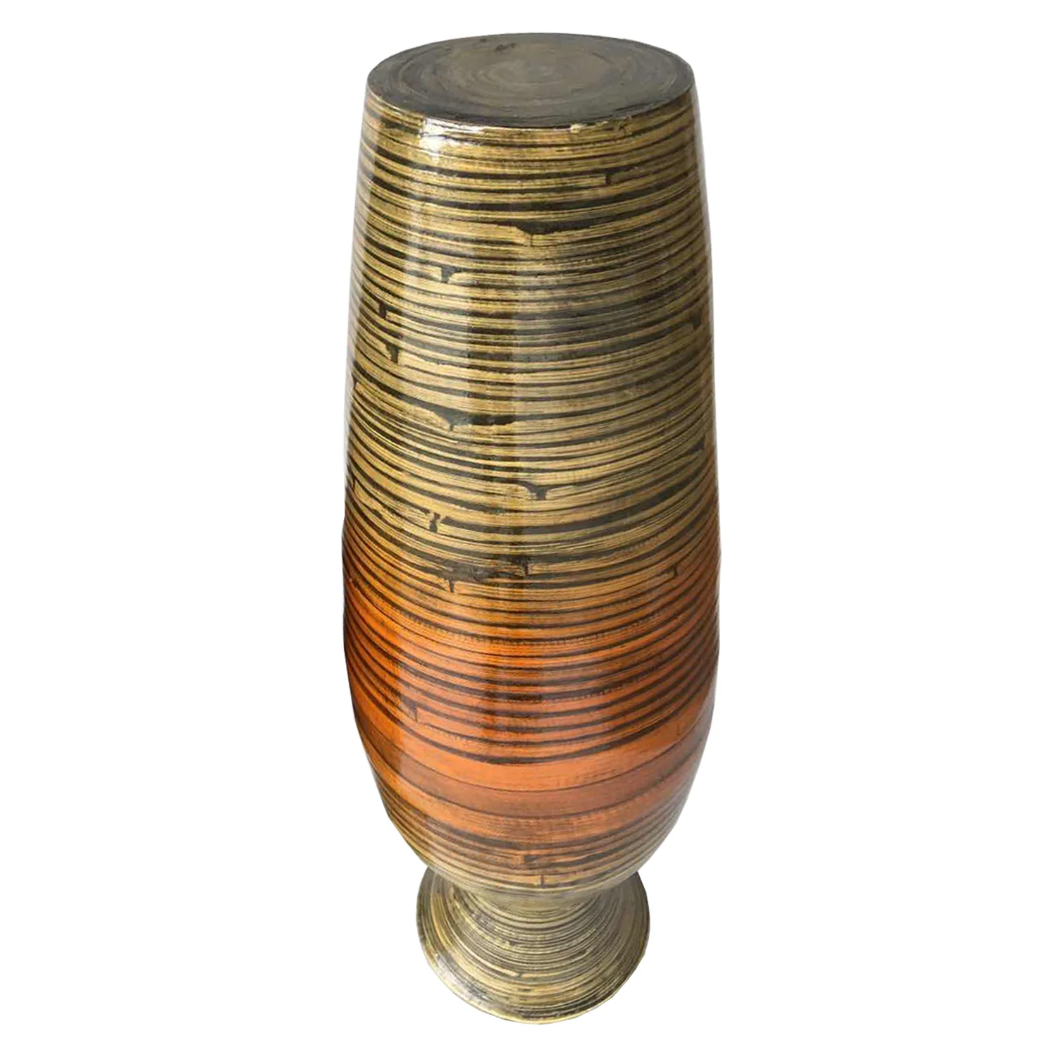Gold and Brown Striped Urn Bamboo Floor Vase By Homeroots - Image 5