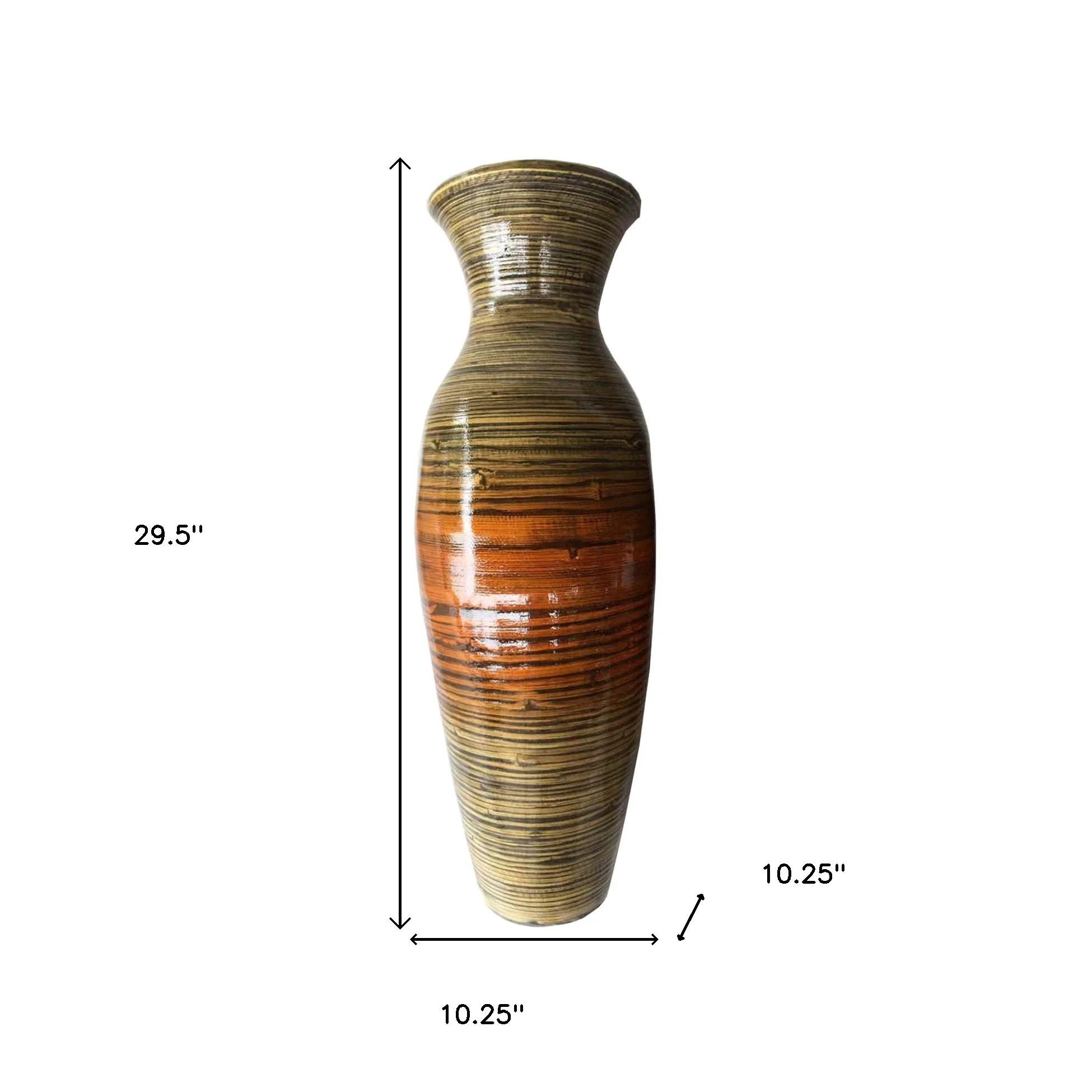 Gold and Brown Striped Urn Bamboo Floor Vase By Homeroots - Image 6