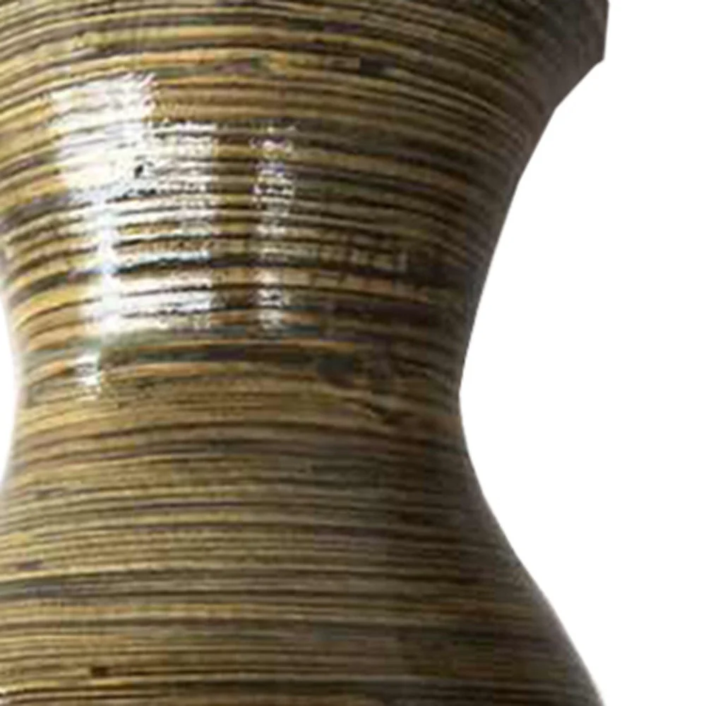 Gold and Brown Striped Urn Bamboo Floor Vase By Homeroots - Image 7