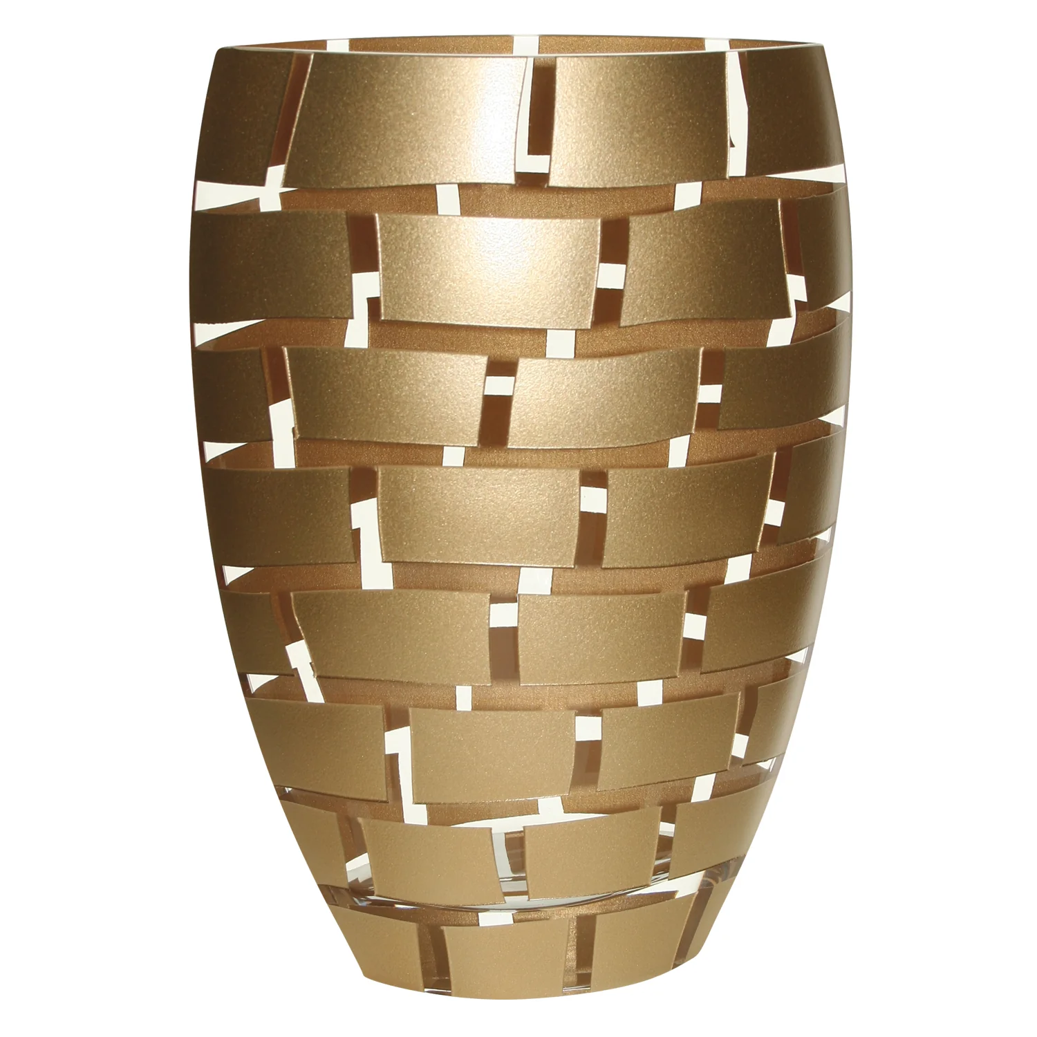 Gold And Clear Geometric Oval Lead Free Crystal Table Vase By Homeroots - Image 2