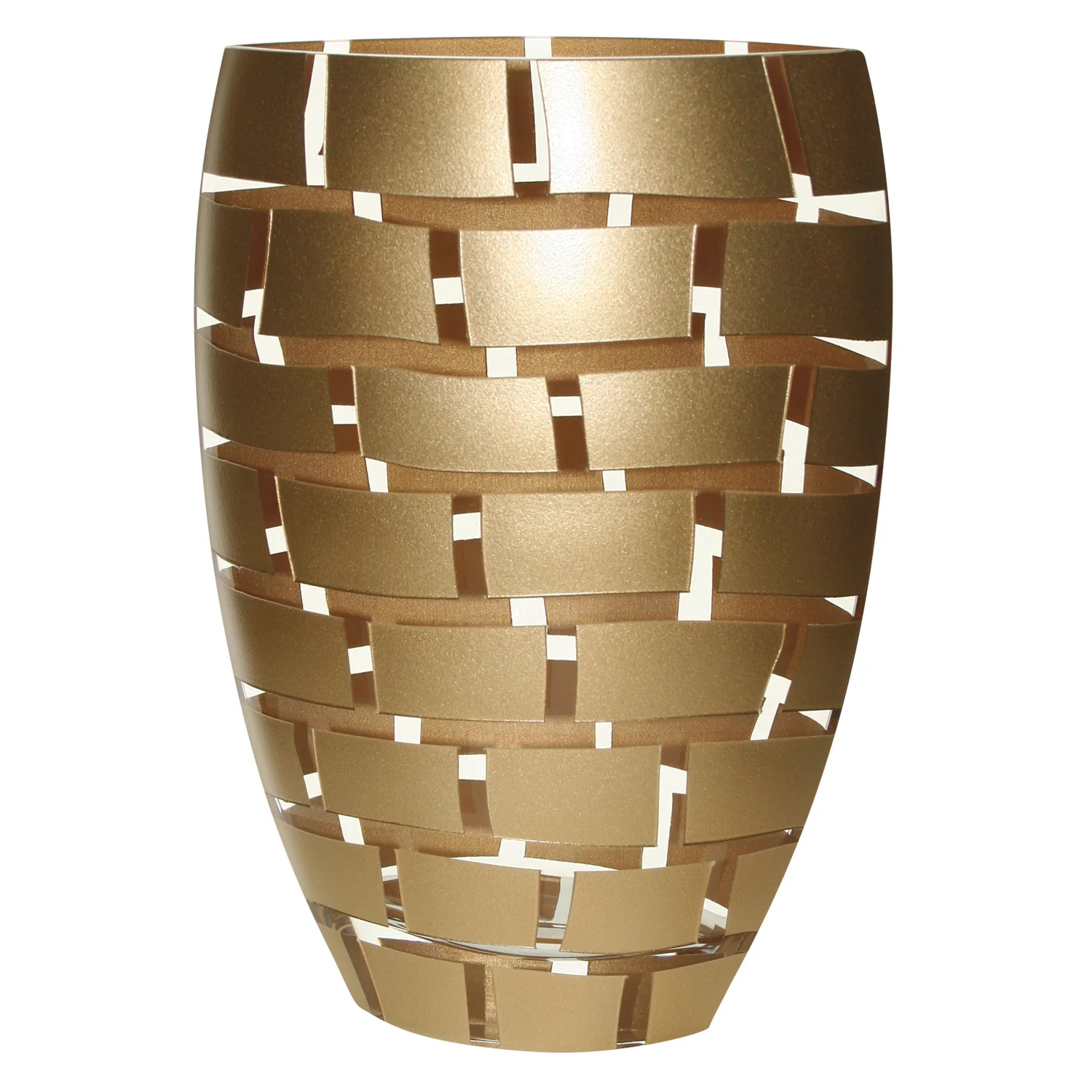Gold And Clear Geometric Oval Lead Free Crystal Table Vase By Homeroots - Image 4