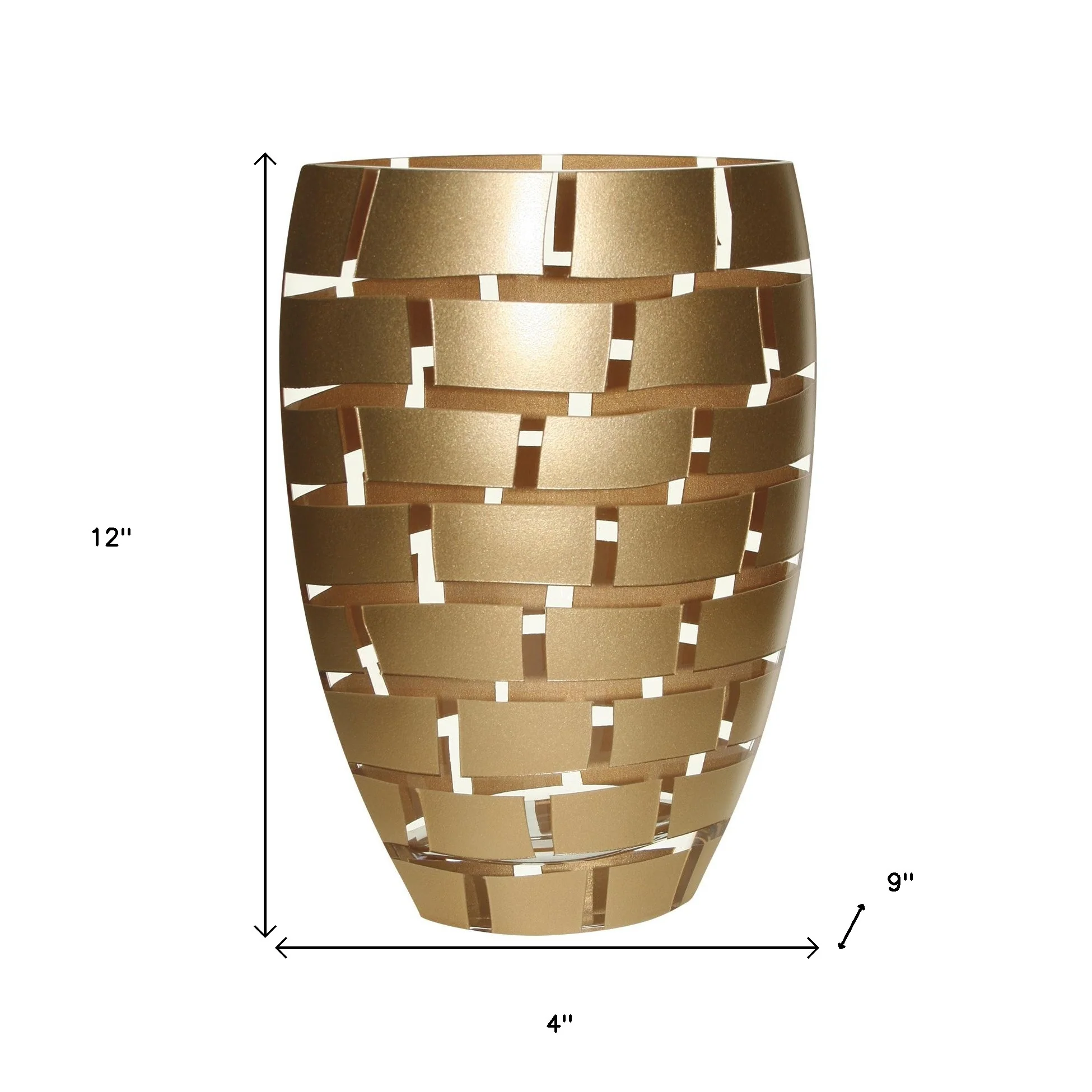 Gold And Clear Geometric Oval Lead Free Crystal Table Vase By Homeroots - Image 5