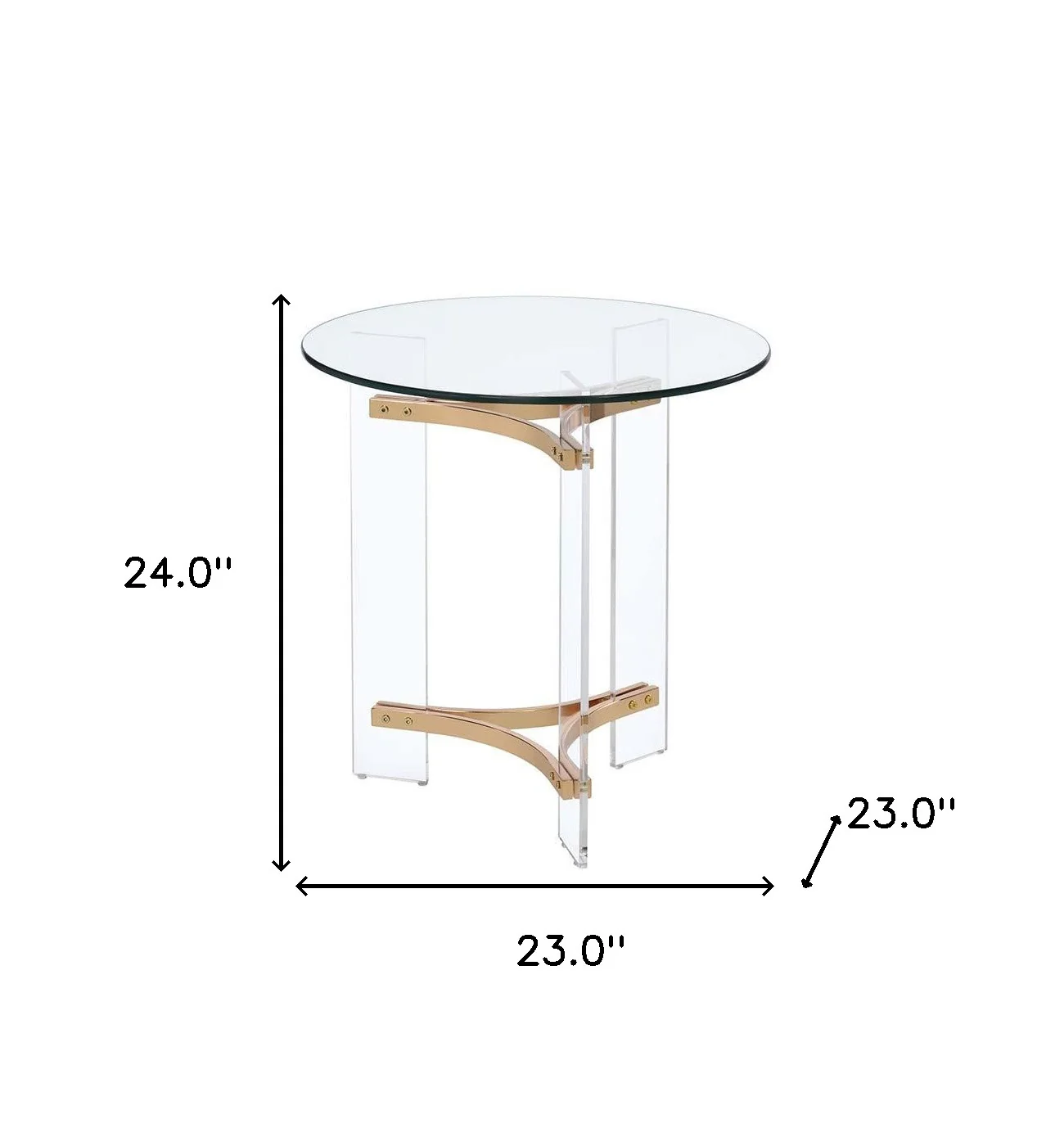 Gold And Clear Glass And Metal Round End Table By Homeroots - Image 5