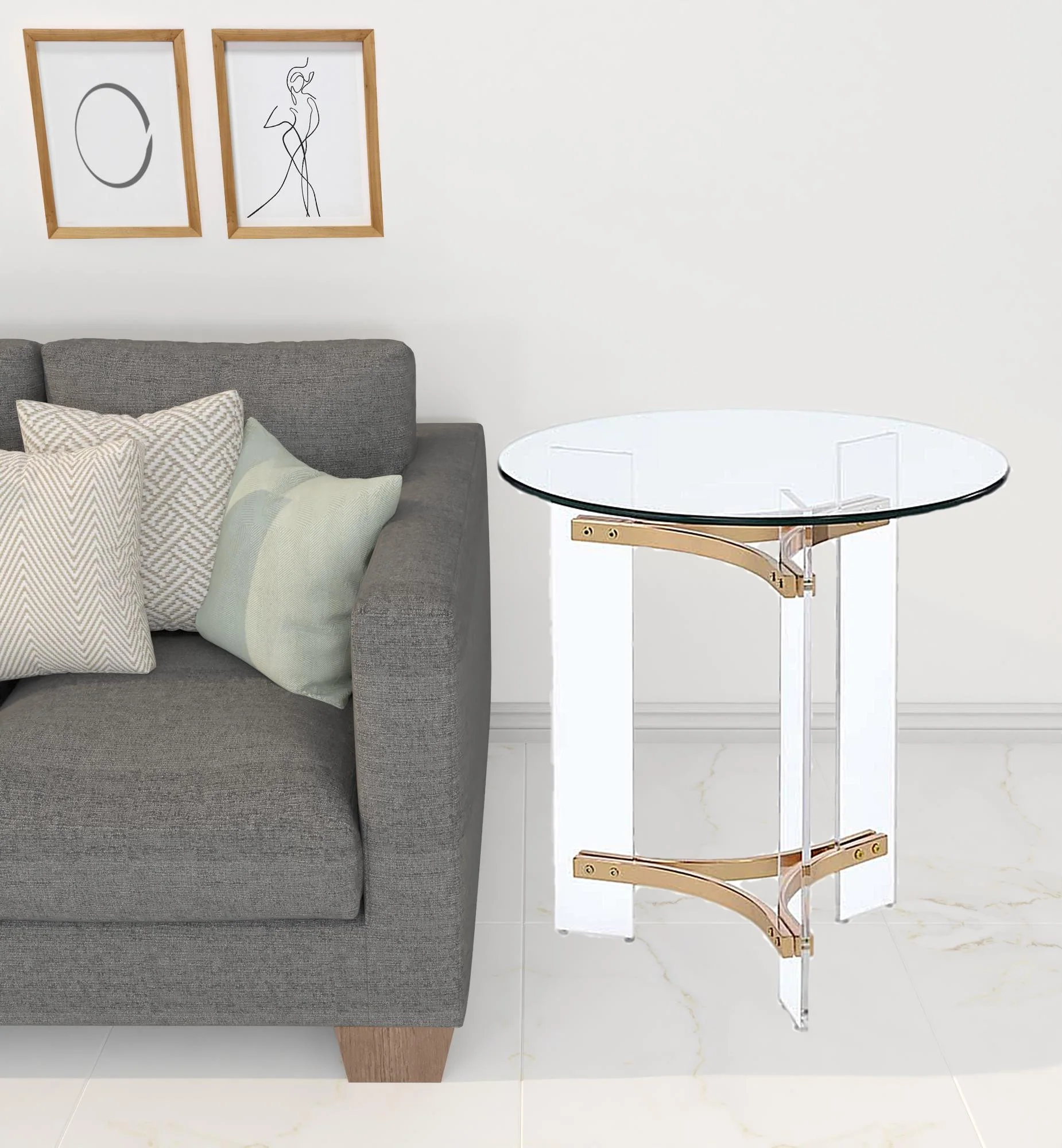 Gold And Clear Glass And Metal Round End Table By Homeroots - Image 7