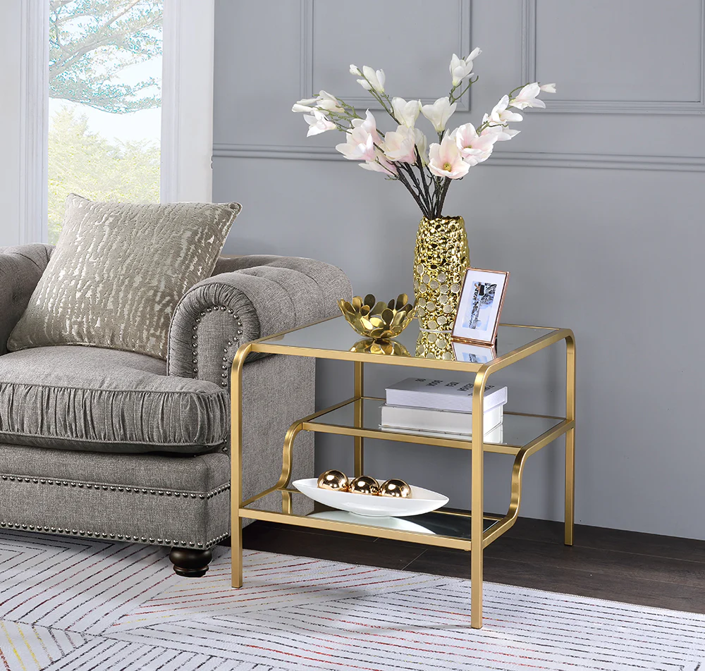 Gold And Clear Glass End Table By Homeroots - Image 5