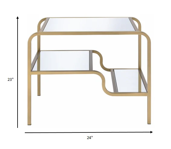 Gold And Clear Glass End Table By Homeroots - Image 6
