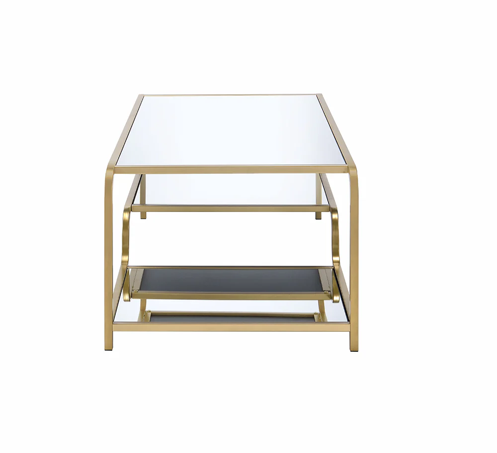 Gold And Clear Glass Metal Coffee Table By Homeroots - Image 2